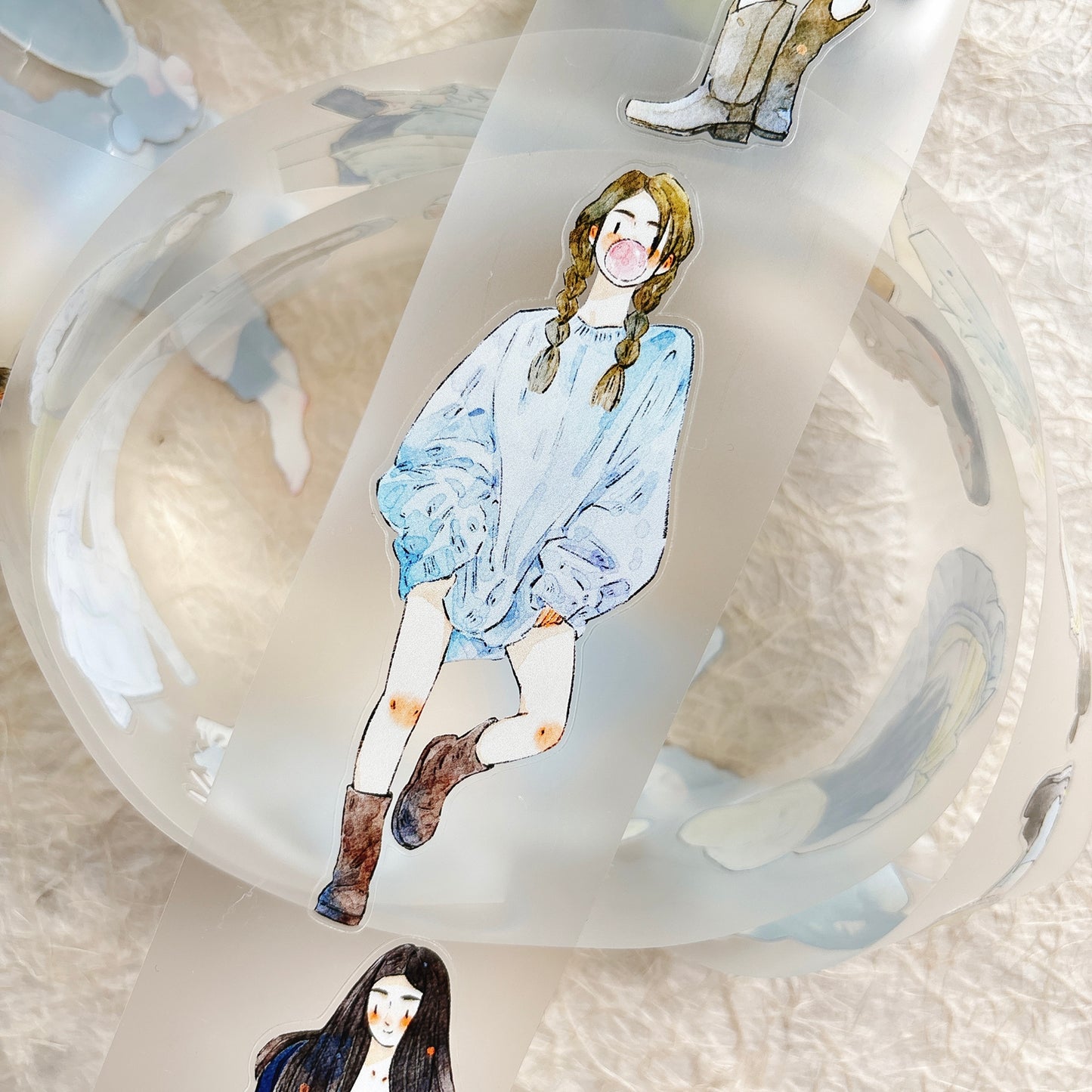 DingDing Vol15【59#A Streak of Blue】Original Design Kiss-Cut Washi PET Tape Stickers,for Scrapbook Supplies,Journaling,Junk Journal,Bullet Journal,Planner Stickers