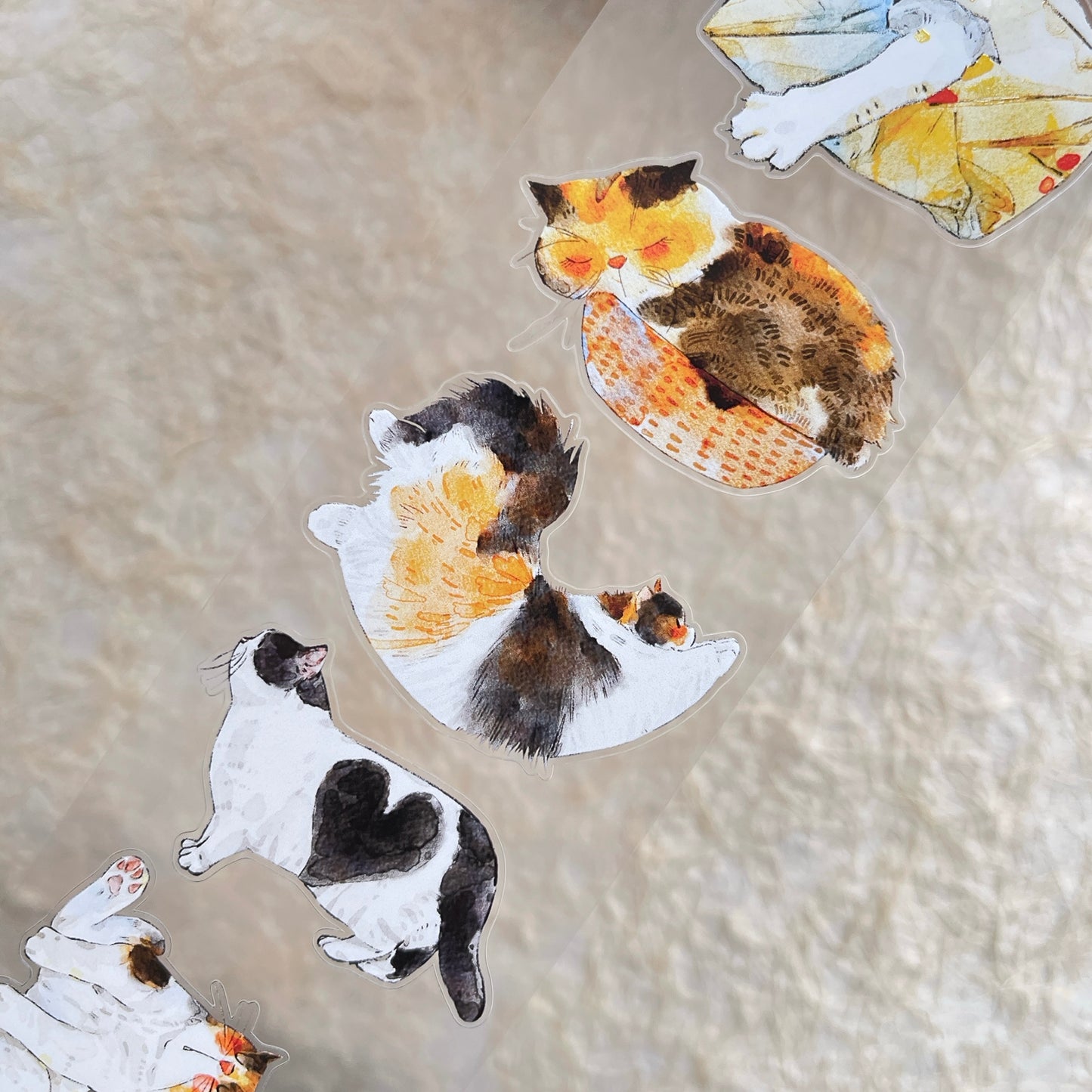 DingDing Vol14【54#Here's a Cat】Original Design Kiss-Cut Washi PET Tape Stickers,for Scrapbook Supplies,Journaling,Junk Journal,Bullet Journal,Planner Stickers