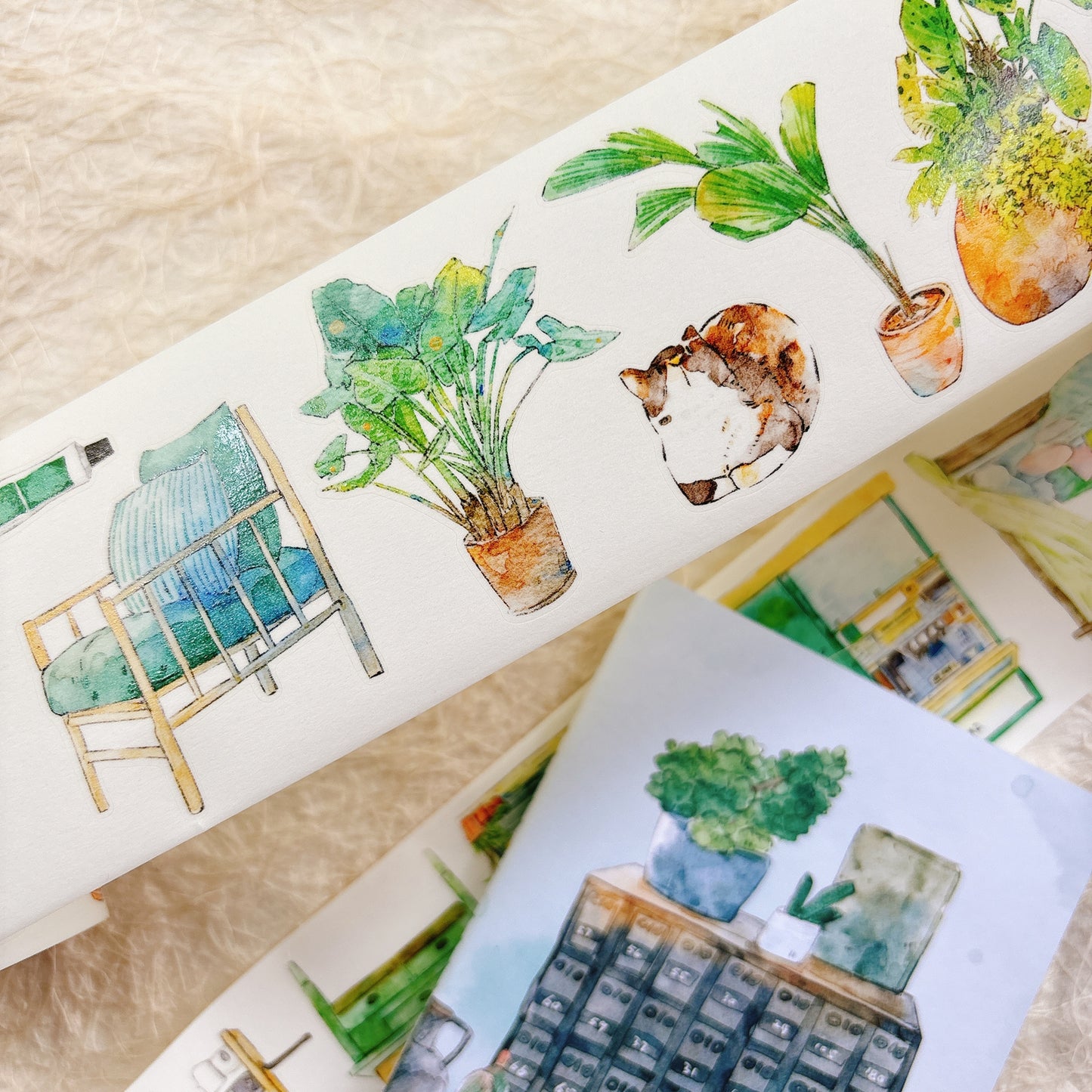 Seahorse Forest Vol10【A56#Verdancy】Vintage Scene Original Design Pre-Cut Washi/PET Tape Stickers,for Scrapbook Supplies,Junk Journal Supplies