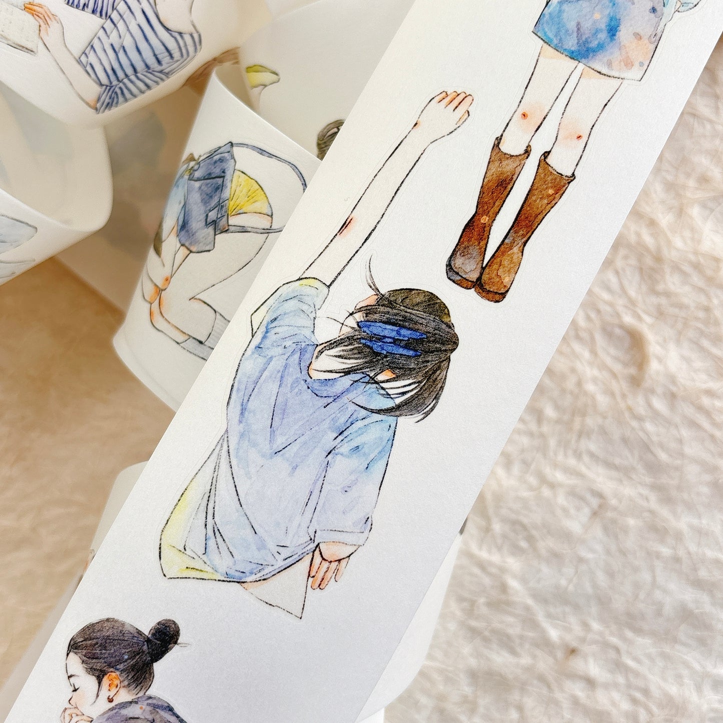 DingDing Vol15【59#A Streak of Blue】Original Design Kiss-Cut Washi PET Tape Stickers,for Scrapbook Supplies,Journaling,Junk Journal,Bullet Journal,Planner Stickers