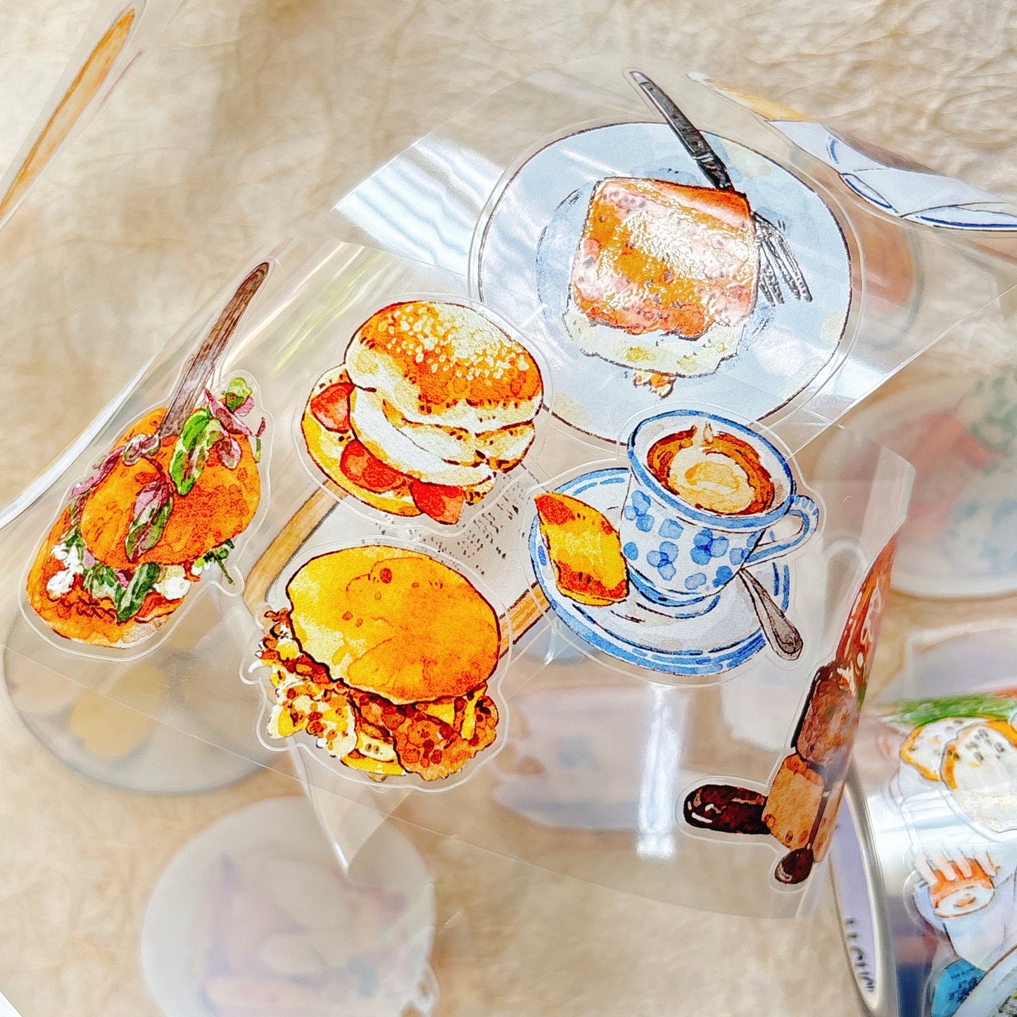 DingDing Vol15【56#Little Moments of Food】Original Design Kiss-Cut Washi PET Tape Stickers,for Scrapbook Supplies,Journaling,Junk Journal,Bullet Journal,Planner Stickers