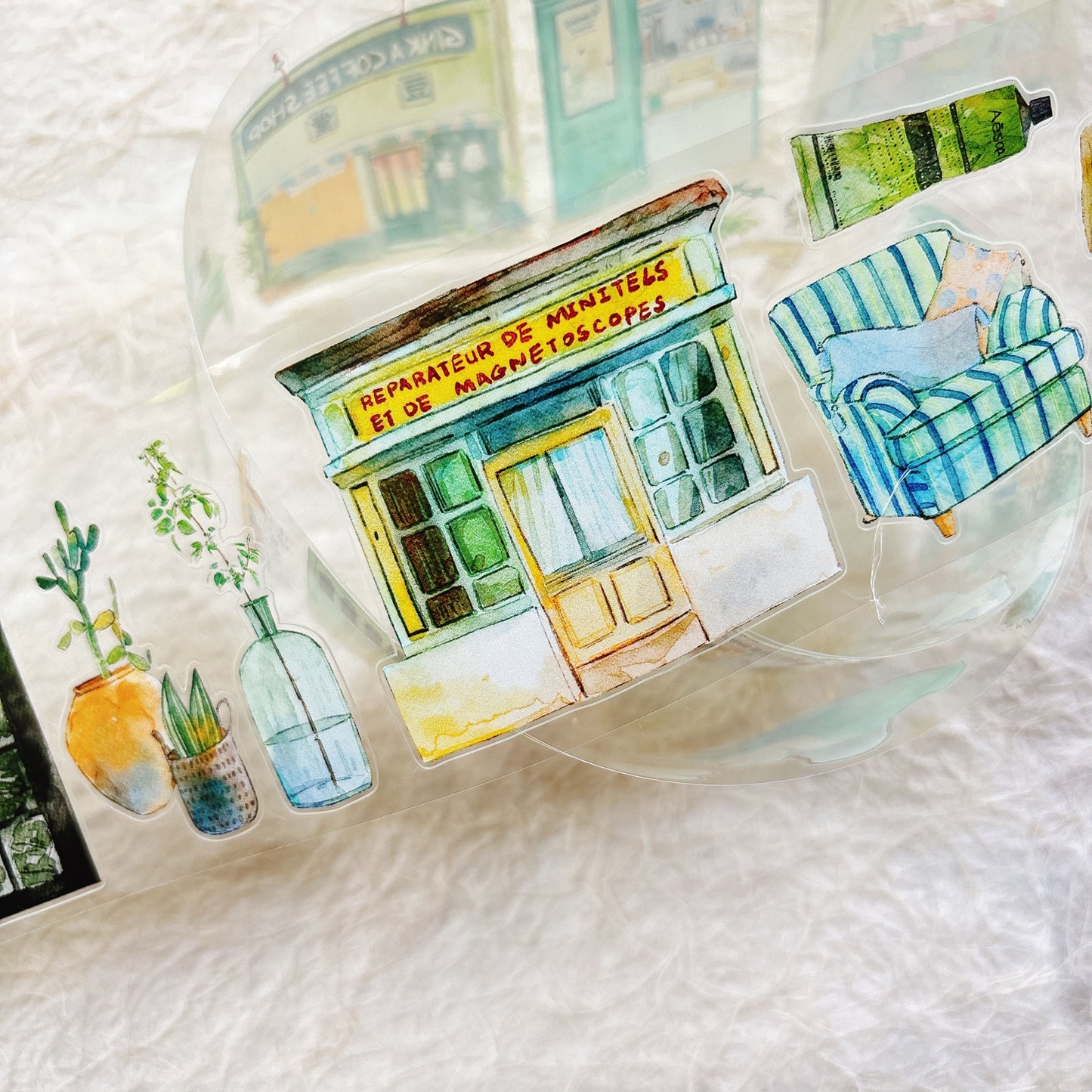 Seahorse Forest Vol10【A56#Verdancy】Vintage Scene Original Design Pre-Cut Washi/PET Tape Stickers,for Scrapbook Supplies,Junk Journal Supplies
