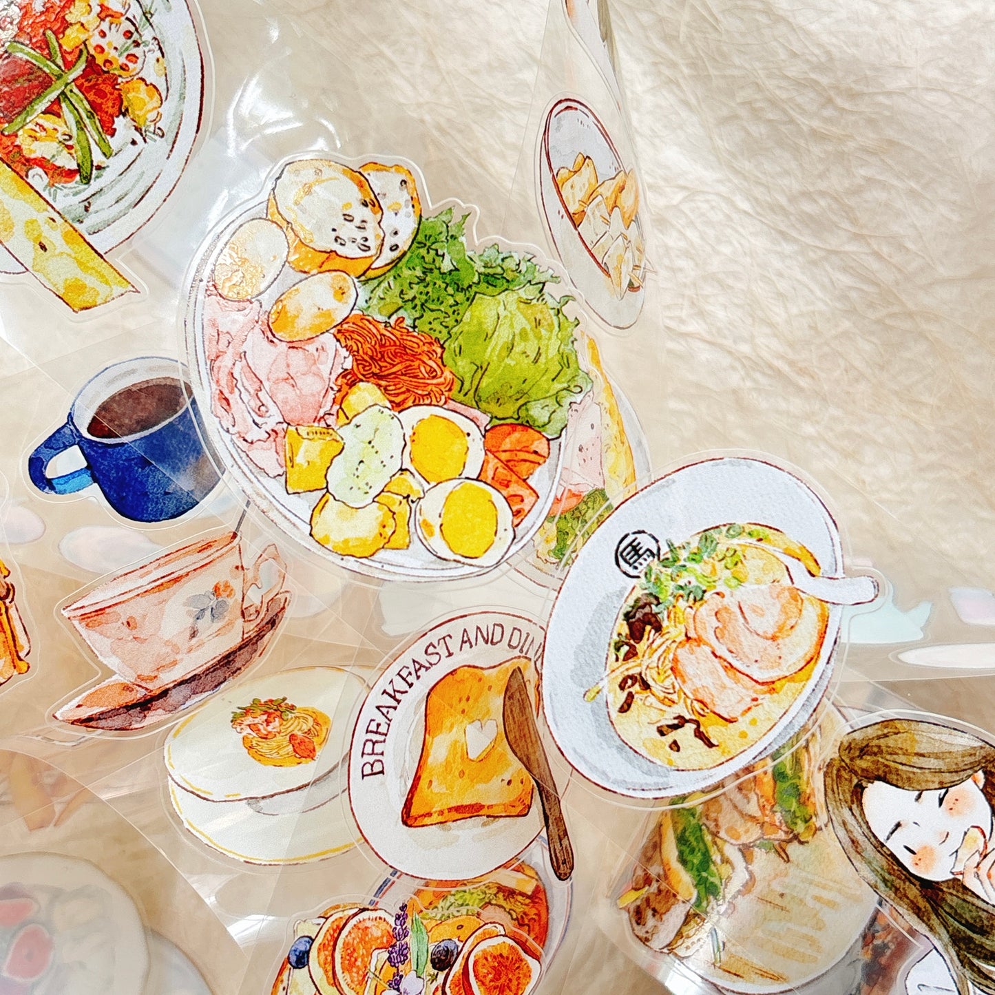 DingDing Vol15【56#Little Moments of Food】Original Design Kiss-Cut Washi PET Tape Stickers,for Scrapbook Supplies,Journaling,Junk Journal,Bullet Journal,Planner Stickers