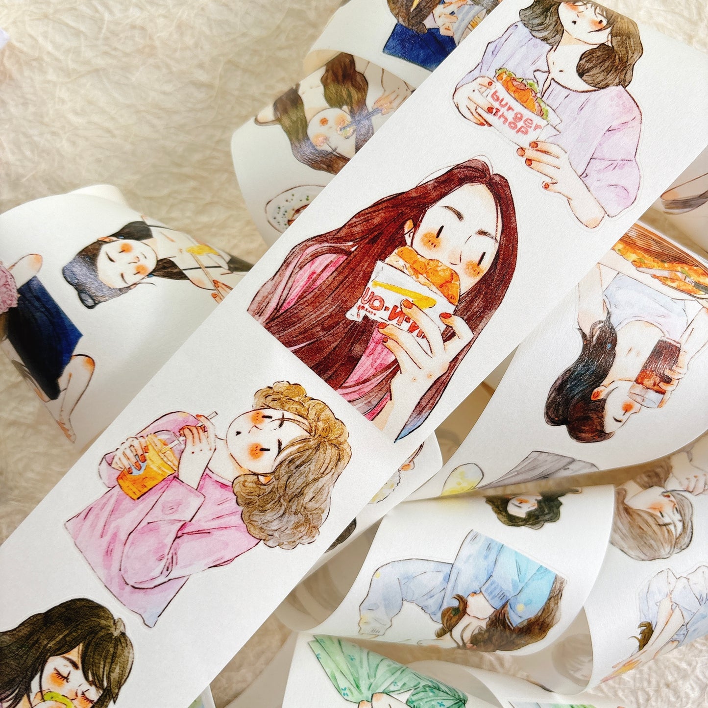 DingDing Vol15【57#Food Available】Original Design Kiss-Cut Washi PET Tape Stickers,for Scrapbook Supplies,Journaling,Junk Journal,Bullet Journal,Planner Stickers