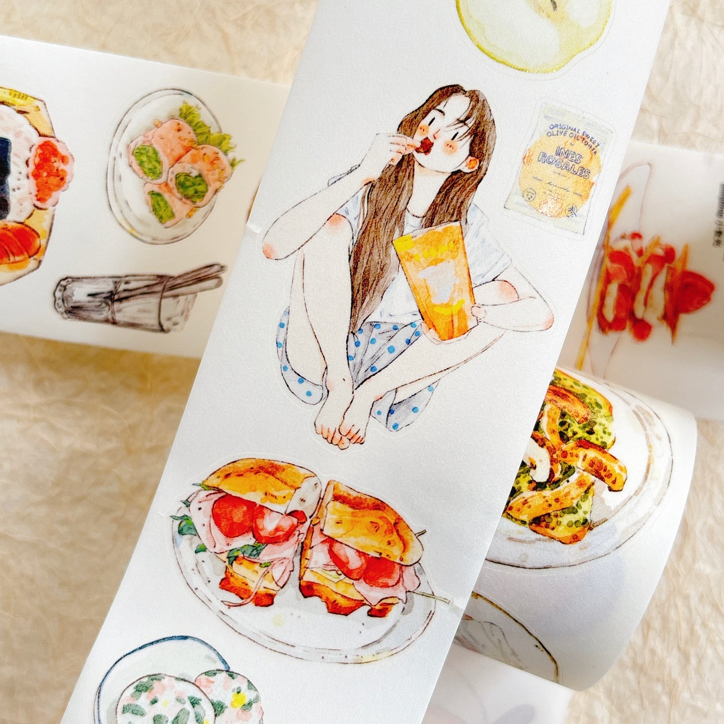 DingDing Vol15【56#Little Moments of Food】Original Design Kiss-Cut Washi PET Tape Stickers,for Scrapbook Supplies,Journaling,Junk Journal,Bullet Journal,Planner Stickers