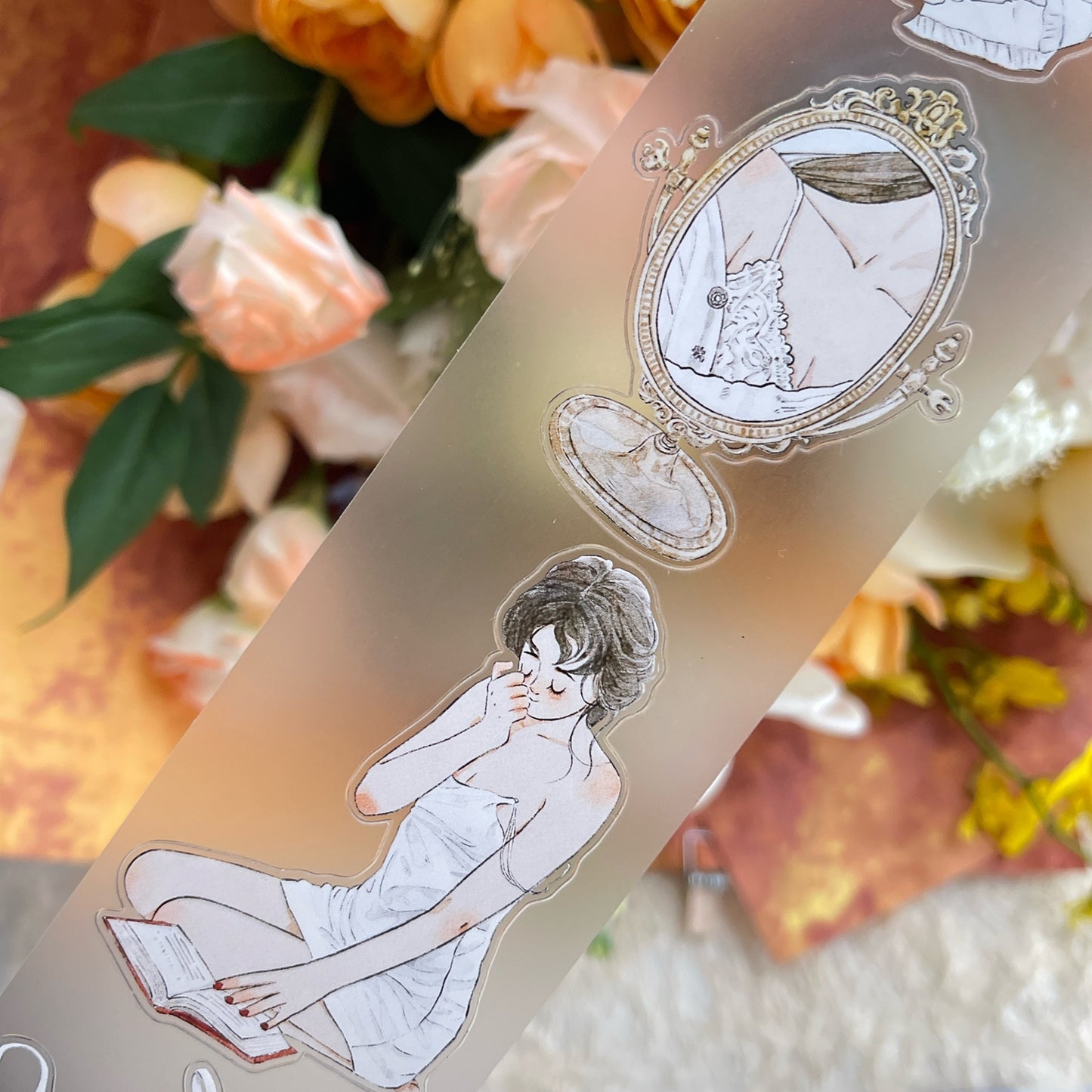 DingDing Vol14【50#Private】Original Design Kiss-Cut Washi PET Tape Stickers,for Scrapbook Supplies,Journaling,Junk Journal,Bullet Journal,Planner Stickers