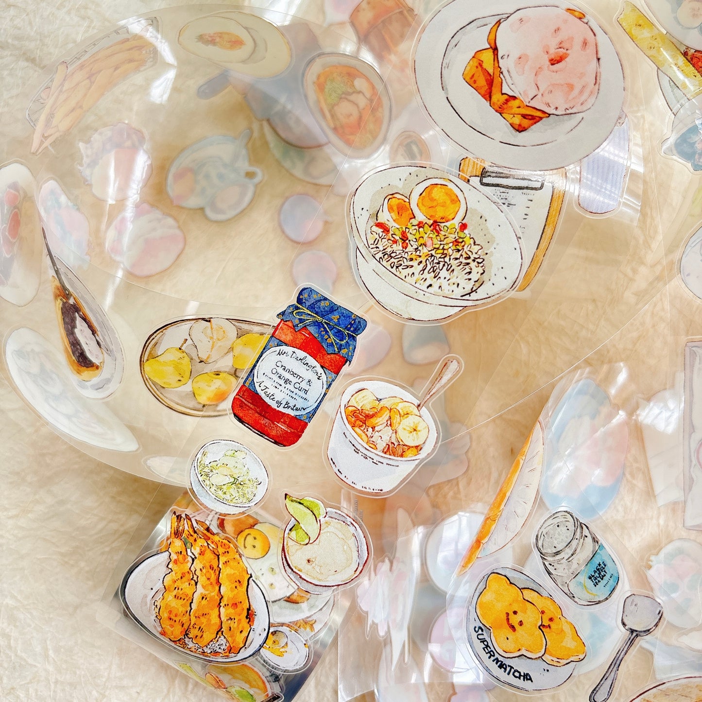 DingDing Vol15【56#Little Moments of Food】Original Design Kiss-Cut Washi PET Tape Stickers,for Scrapbook Supplies,Journaling,Junk Journal,Bullet Journal,Planner Stickers
