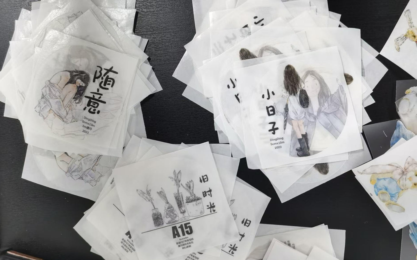 DingDing 【Summer Festival Mystery Lucky Bag】Random Paper Tape Samples, Sticky Notes, Stickers, Cards, Envelope & Surprise Limited Notebook | Small & Large Size, 4 Styles Each | Random Drop, Stationery Surprise Pack