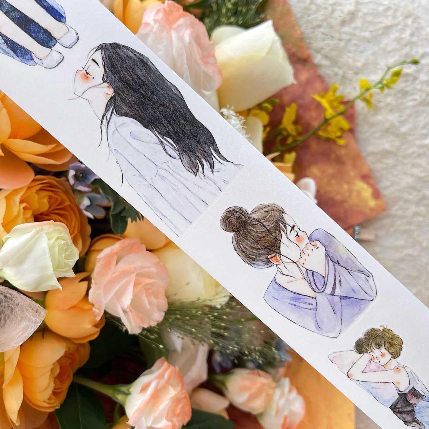 DingDing Vol14【52#Wait】Original Design Kiss-Cut Washi PET Tape Stickers,for Scrapbook Supplies,Journaling,Junk Journal,Bullet Journal,Planner Stickers