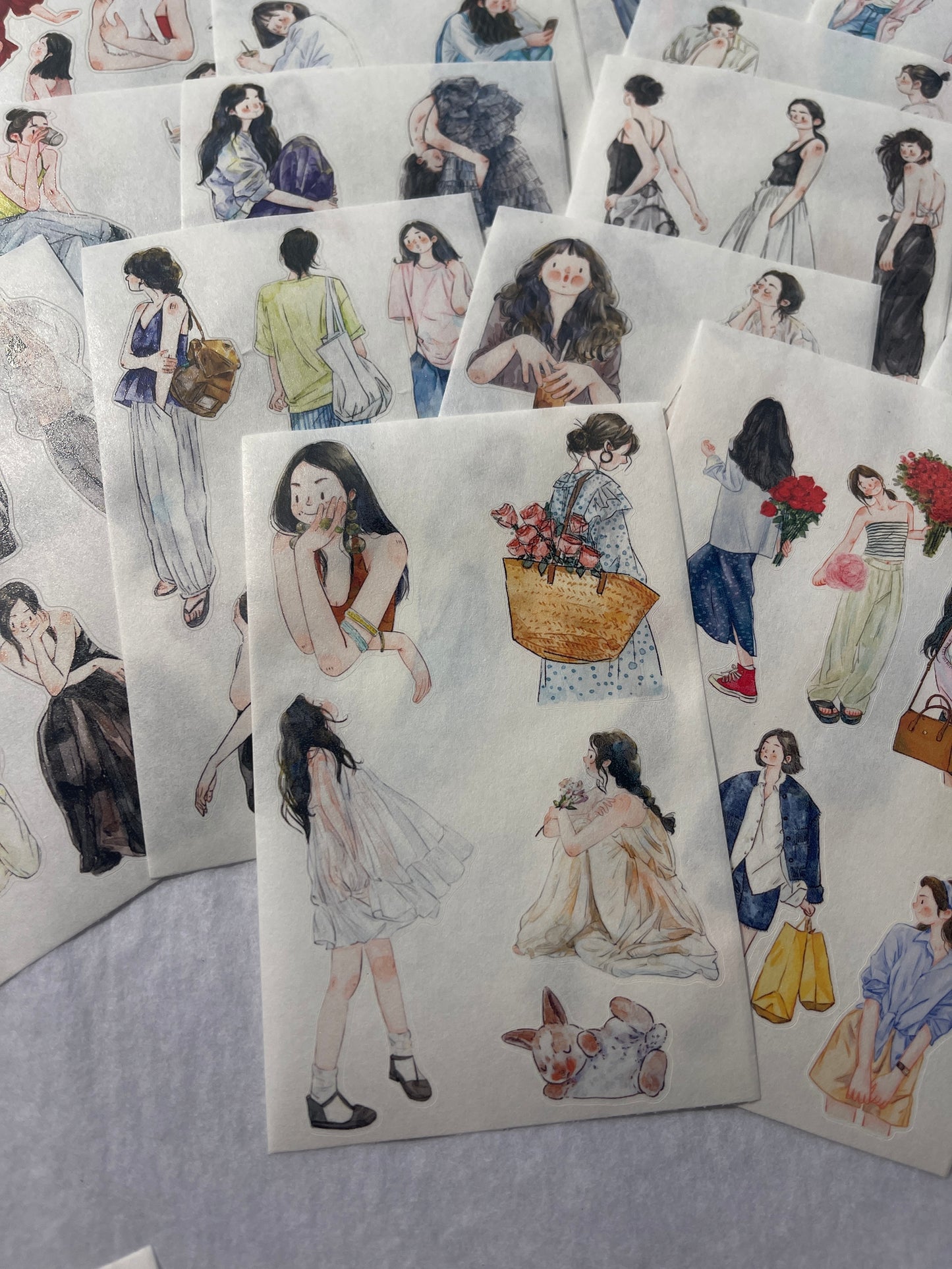 ‌DingDing【M6-Washi Paper】Mini Pre-Cut 117PCS Archive Vintage Portrait Stickers,Limited Edition Classic Collection for DIY Journal, Scrapbook & Crafts