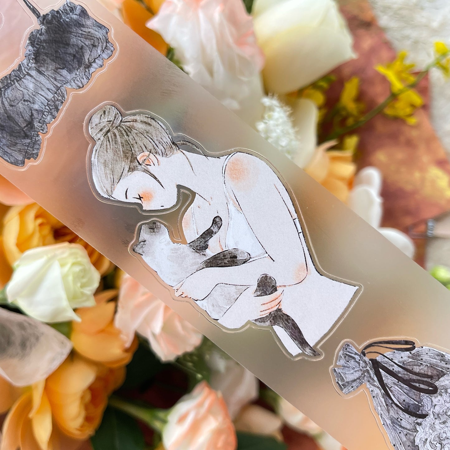DingDing Vol14【50#Private】Original Design Kiss-Cut Washi PET Tape Stickers,for Scrapbook Supplies,Journaling,Junk Journal,Bullet Journal,Planner Stickers