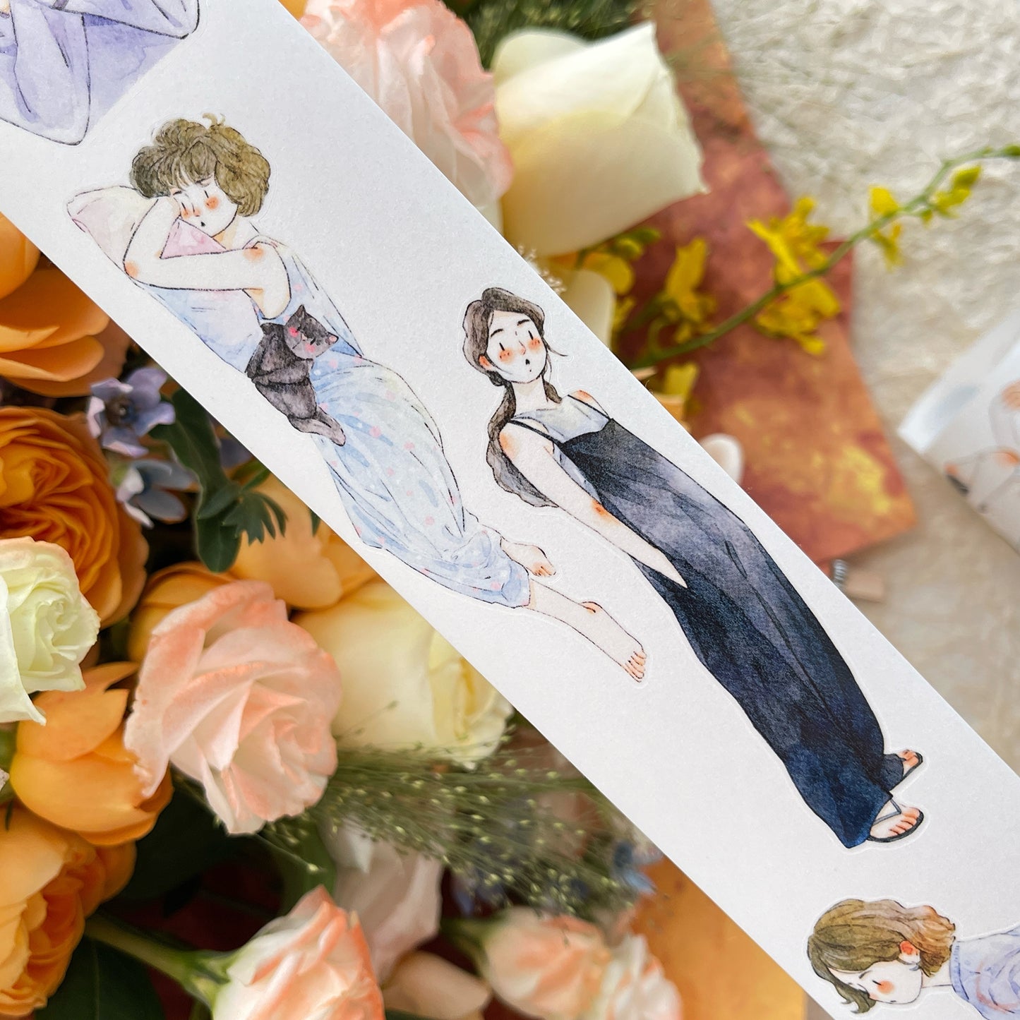 DingDing Vol14【52#Wait】Original Design Kiss-Cut Washi PET Tape Stickers,for Scrapbook Supplies,Journaling,Junk Journal,Bullet Journal,Planner Stickers