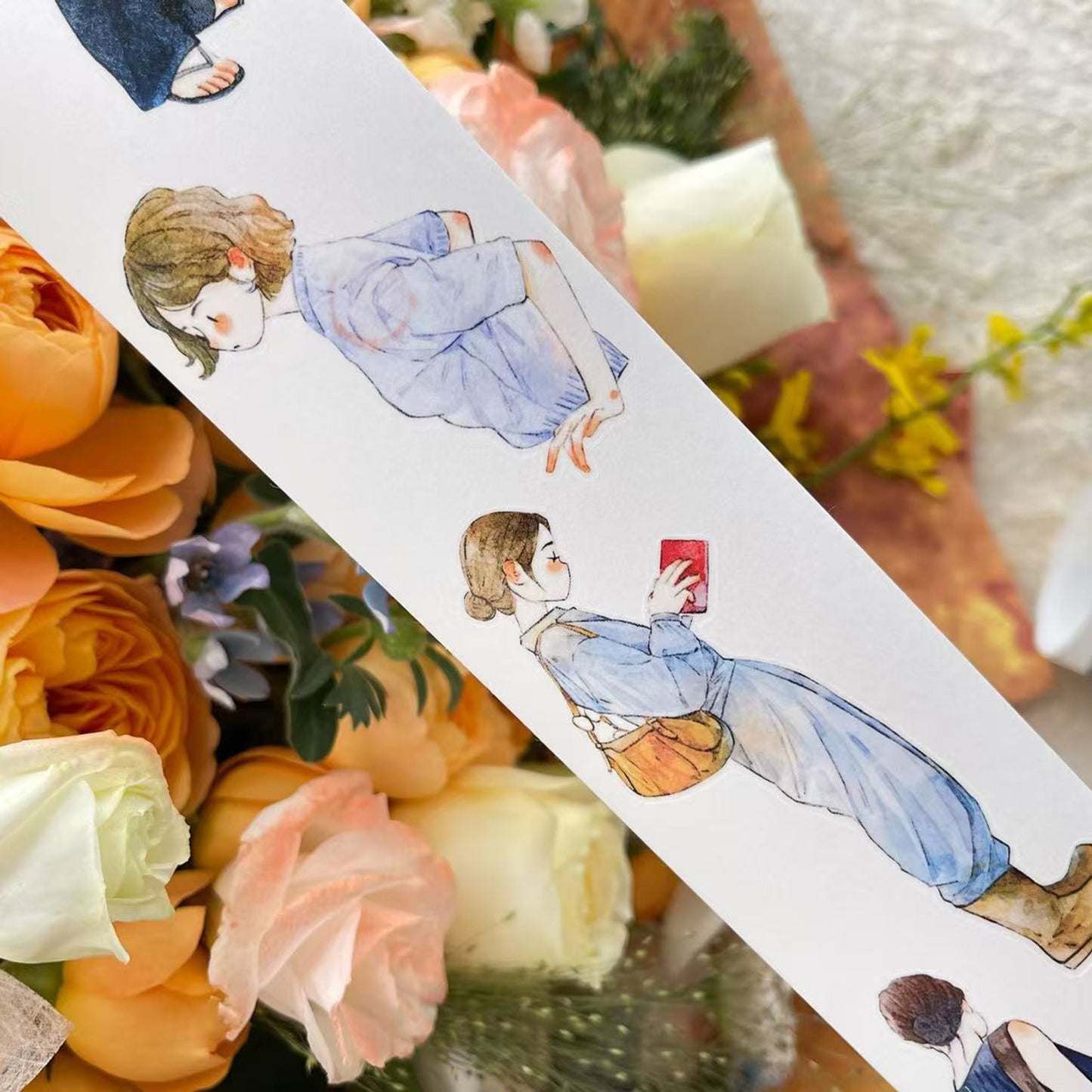 DingDing Vol14【52#Wait】Original Design Kiss-Cut Washi PET Tape Stickers,for Scrapbook Supplies,Journaling,Junk Journal,Bullet Journal,Planner Stickers