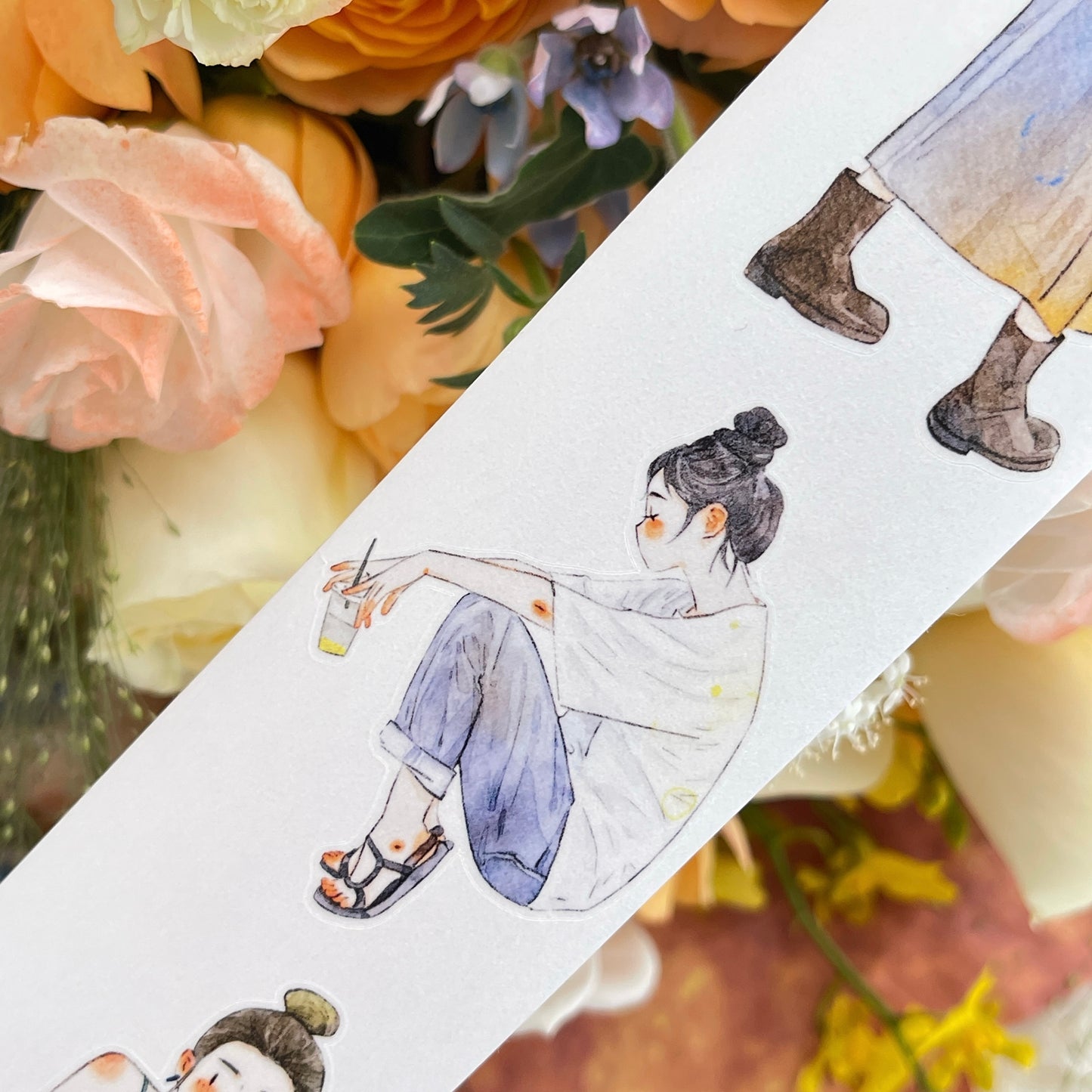 DingDing Vol14【52#Wait】Original Design Kiss-Cut Washi PET Tape Stickers,for Scrapbook Supplies,Journaling,Junk Journal,Bullet Journal,Planner Stickers