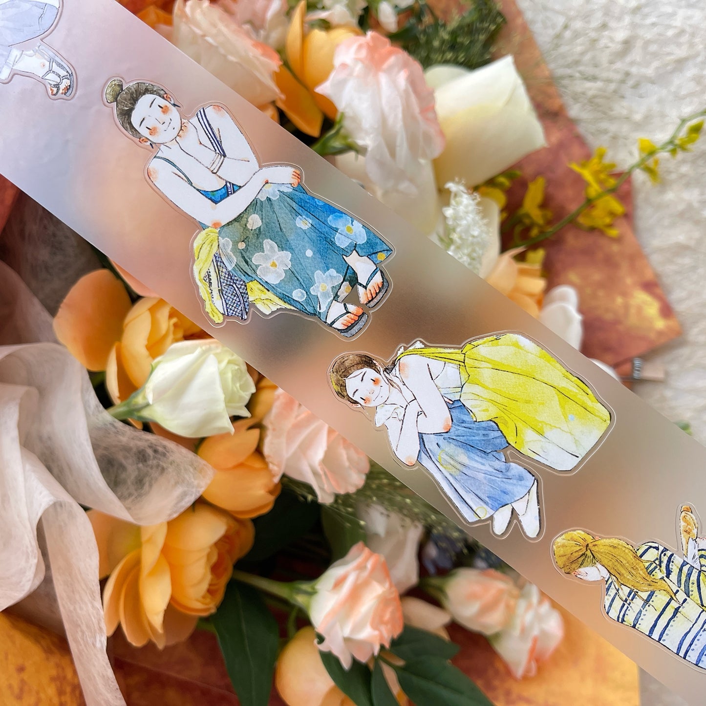 DingDing Vol14【52#Wait】Original Design Kiss-Cut Washi PET Tape Stickers,for Scrapbook Supplies,Journaling,Junk Journal,Bullet Journal,Planner Stickers