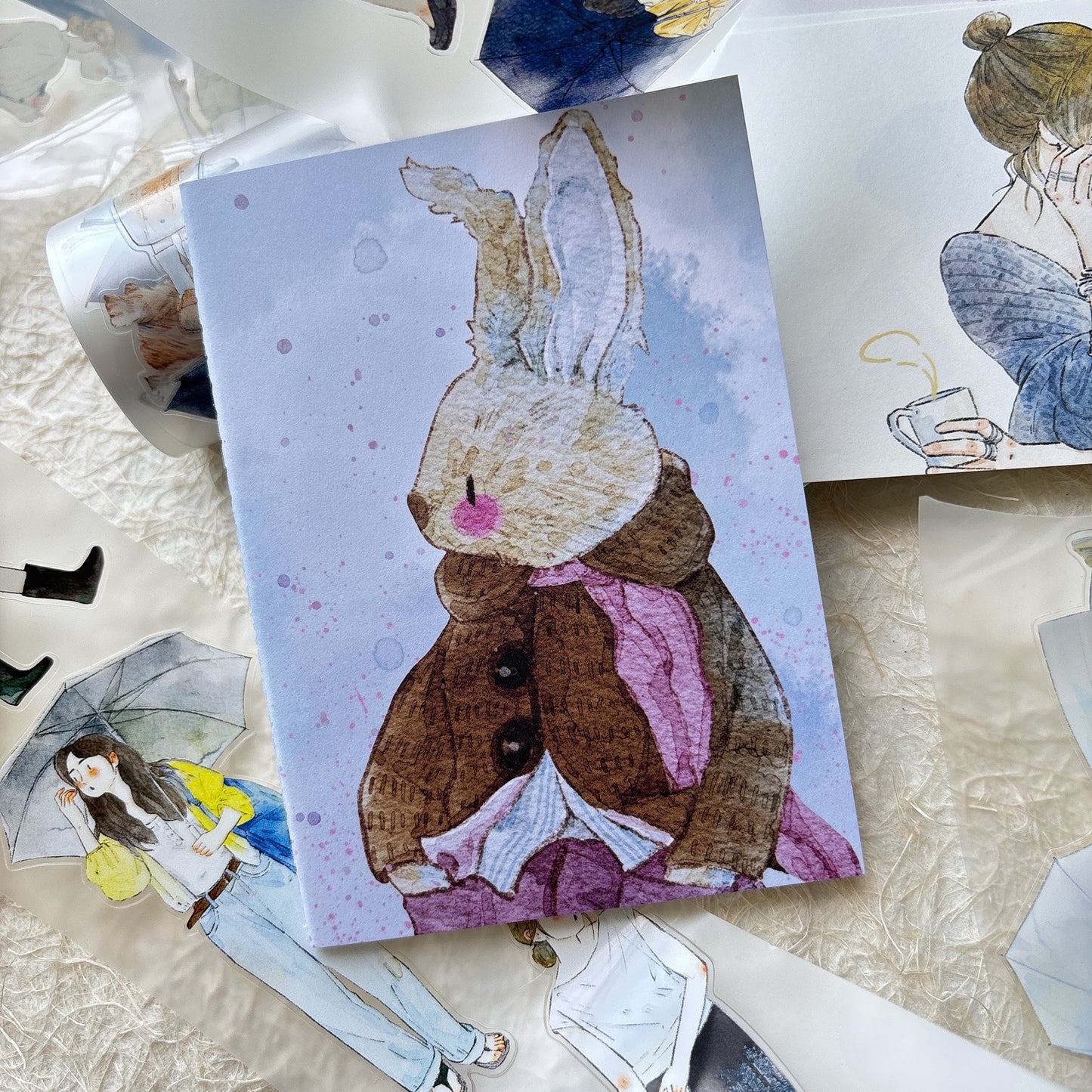 DingDing Vol9【8 Pcs 9*12.5cm Person Cover Travel Notebook】,Washi Sticker Book,Passport, Blank Inner Pages,for Junk Journal,Journaling,Scrapbooking