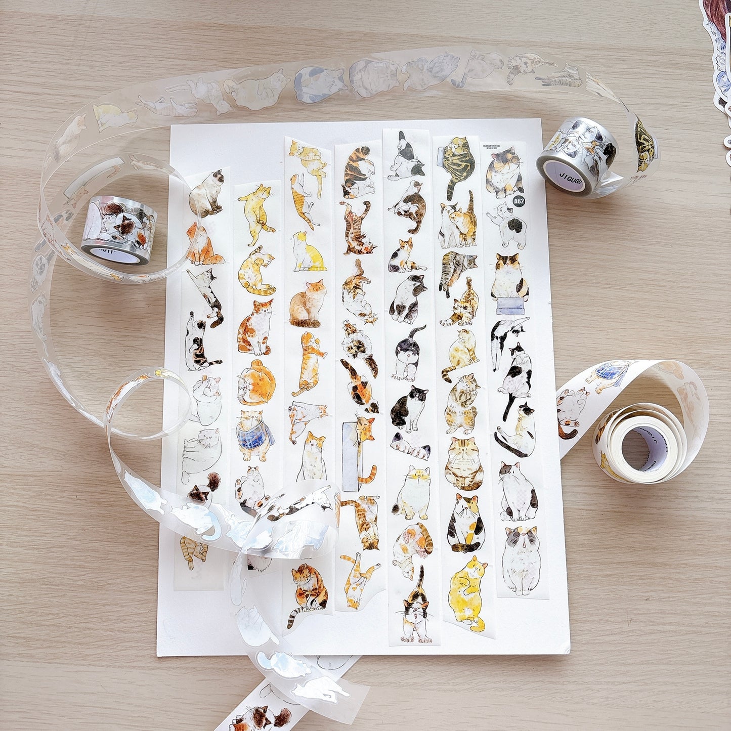 Seahorse Forest Vol11【A62#Mimi】Vintage Cat Original Design Pre-Cut Washi/PET Tape Stickers,for Scrapbook Supplies,Junk Journal Supplies