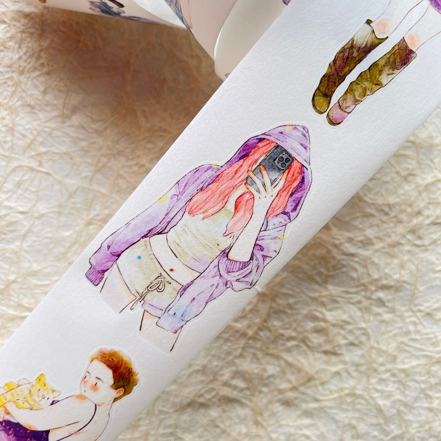 DingDing Vol13【47#A Little Purple】Original Design Kiss-Cut Washi PET Tape Stickers,for Scrapbook Supplies,Journaling,Junk Journal,Bullet Journal,Planner Stickers