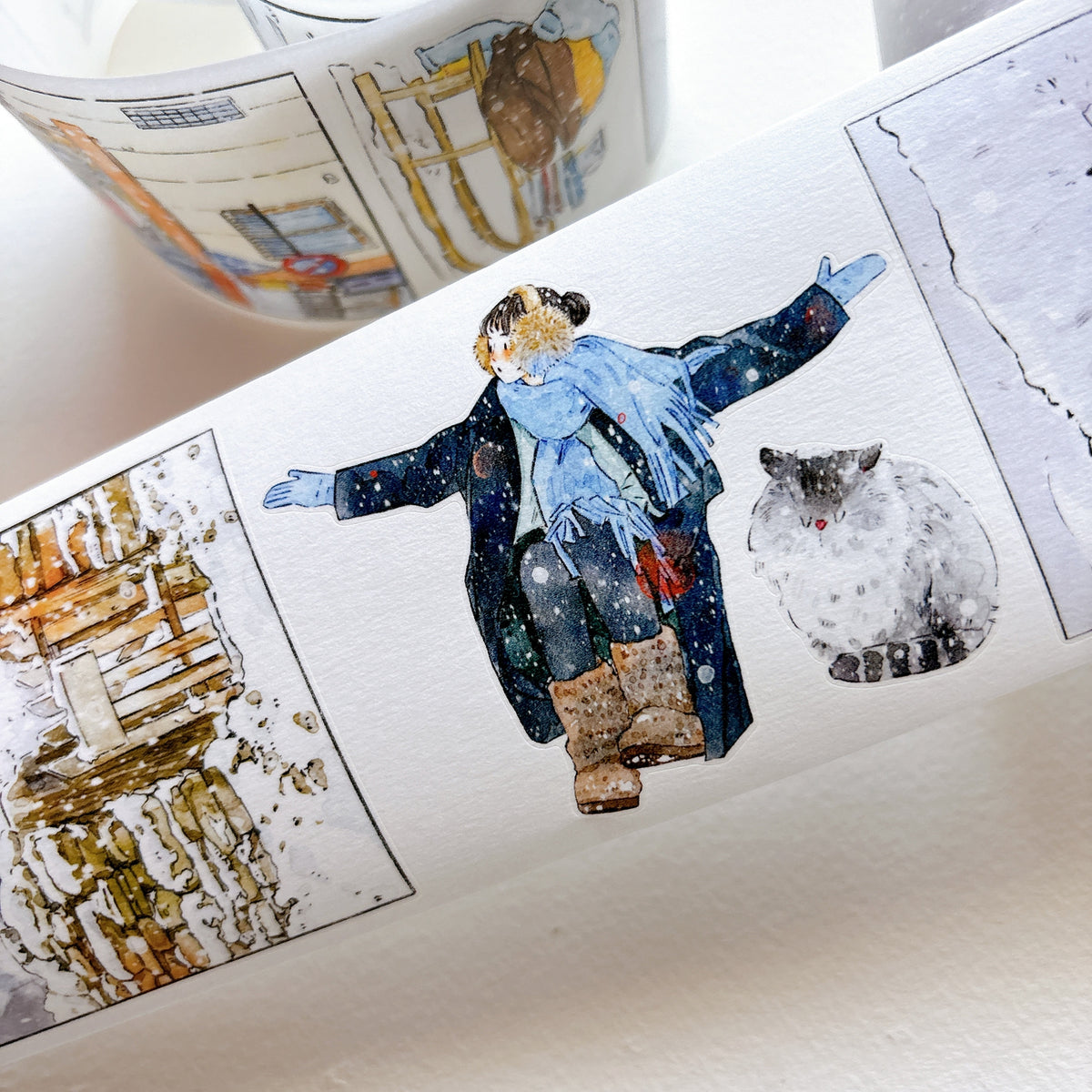 DingDing Vol.17【65#There is Winter】Original Design Pre-Cut Washi/PET Tape Stickers,for Scrapbook Supplies,Journaling,Junk Journal,Bullet Journal,Planner Stickers