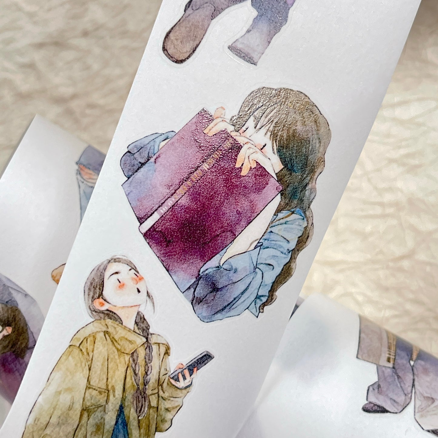 DingDing Washi Tape Set-2 Rolls(44+45) Washi/PET Tape Stickers,Original Designs,Fashion Characters Figures for Scrapbooks Supplies,Journaling,Junk Journal,Bullet Journals,Planners