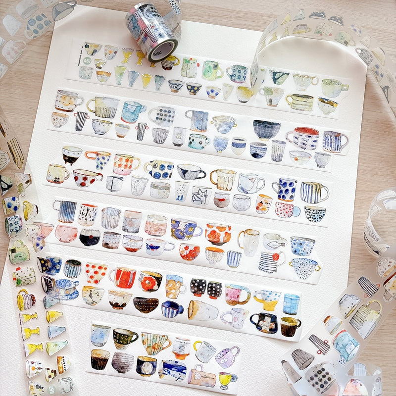 Seahorse Forest Vol.12【A67#Cup】Vintage Original Design Pre-Cut Silver Foil Washi/PET Tape Stickers,for Scrapbook Supplies,Junk Journal Supplies