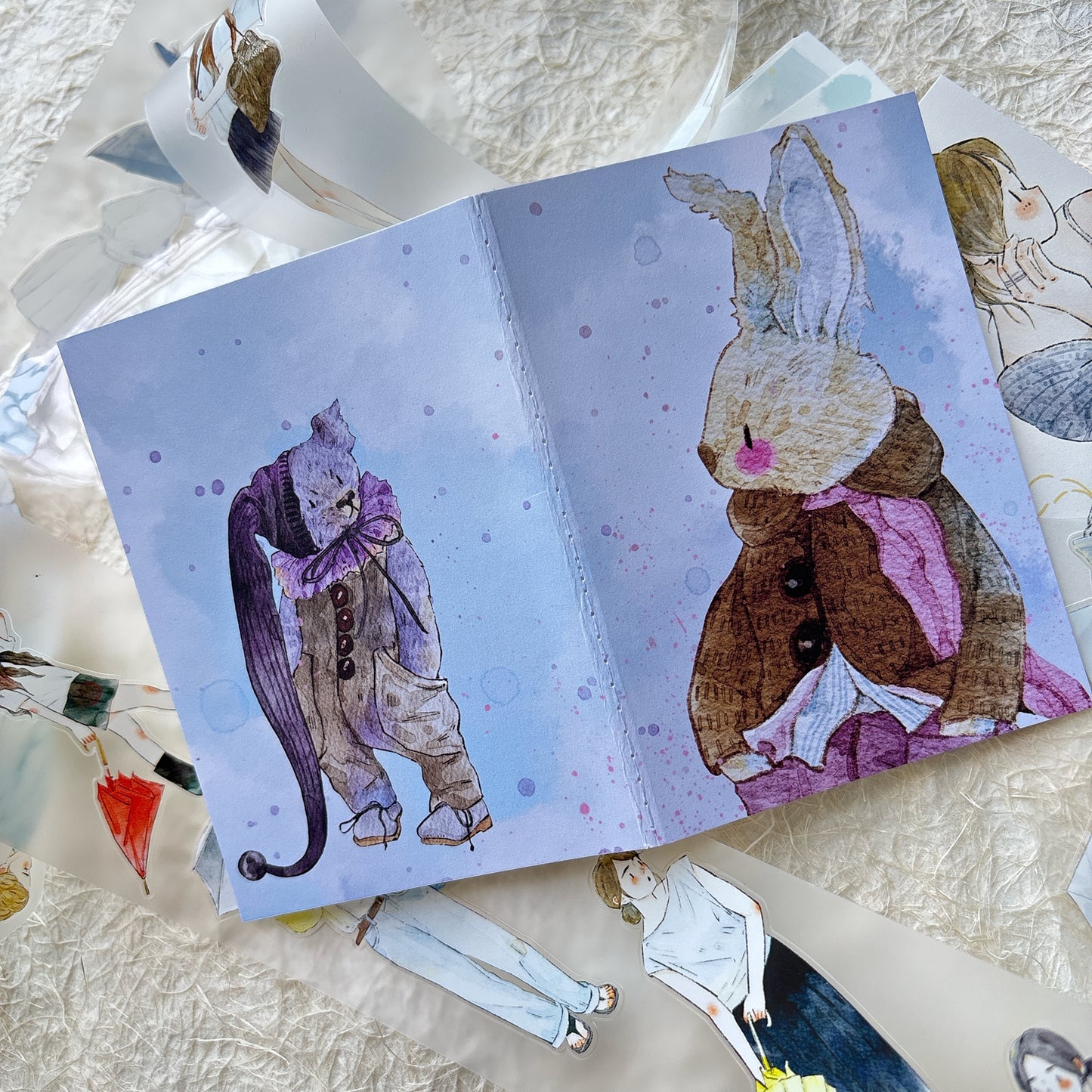 DingDing Vol9【8 Pcs 9*12.5cm Person Cover Travel Notebook】,Washi Sticker Book,Passport, Blank Inner Pages,for Junk Journal,Journaling,Scrapbooking