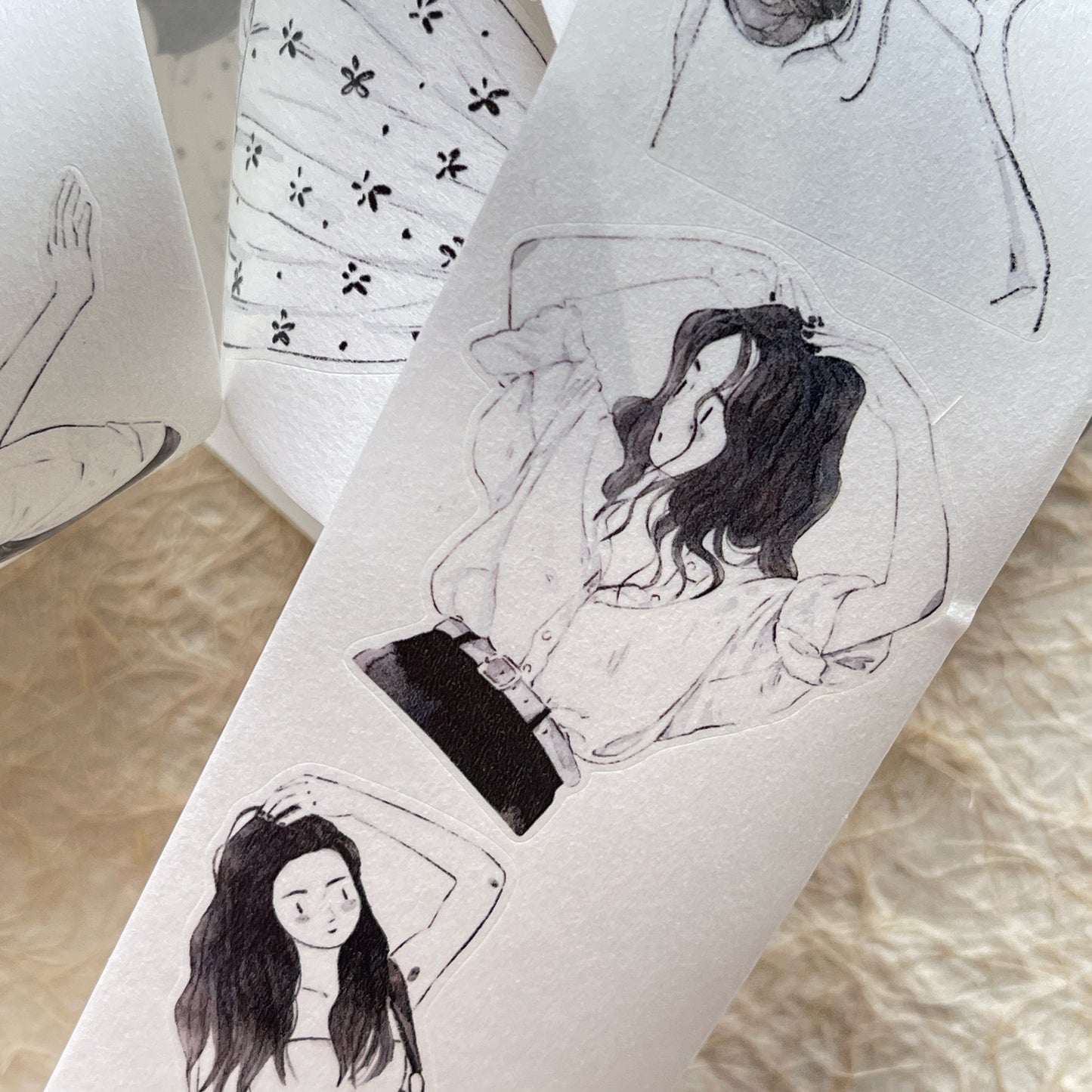 DingDing Vol13【48#A Little Black】Original Design Kiss-Cut Washi PET Tape Stickers,for Scrapbook Supplies,Journaling,Junk Journal,Bullet Journal,Planner Stickers