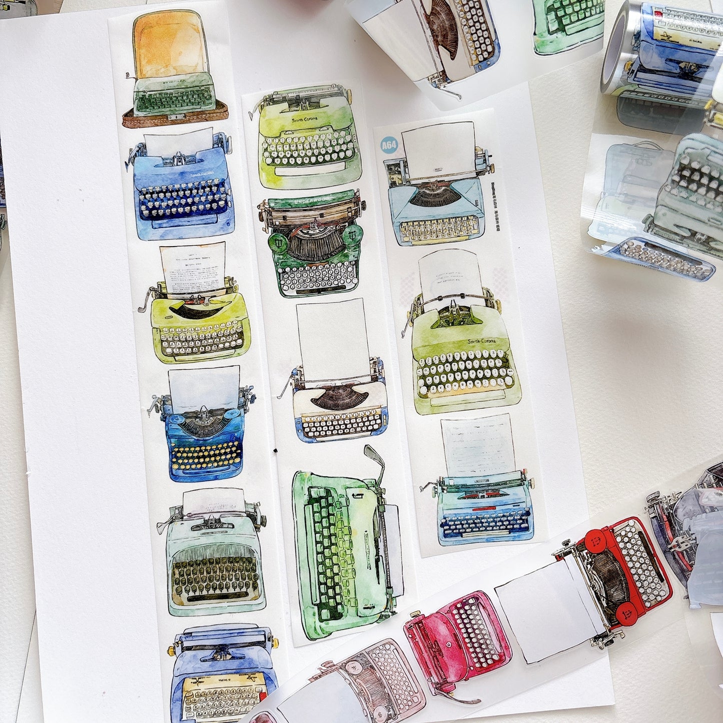 DingDing Seahorse Washi Tape Set-2 Rolls(A61+A64) Washi/PET Tape Stickers,Original Designs,Fashion Characters Figures for Scrapbooks Supplies,Journaling,Junk Journal,Bullet Journals,Planners