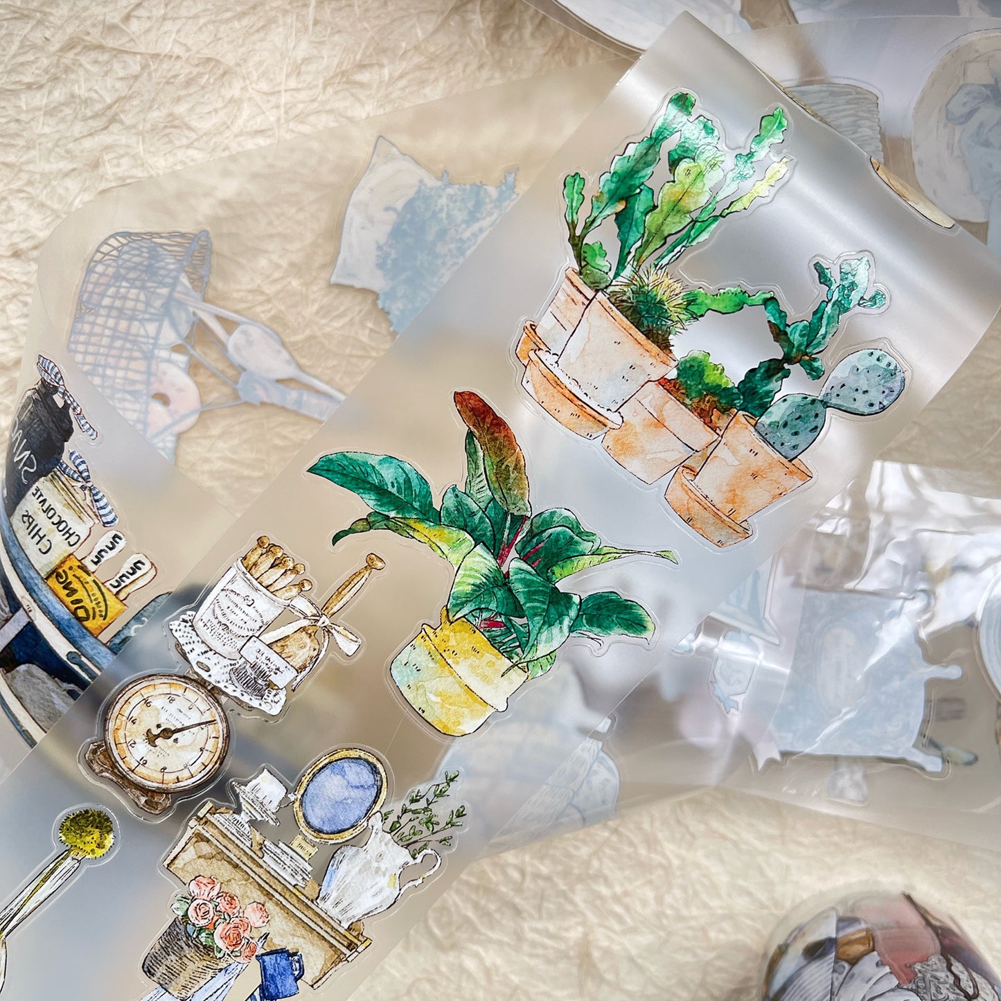 DingDing Vol12【45#Time Imprint】Original Design Pre-Cut Washi/PET Tape Stickers,for Scrapbook Supplies,Journaling,Junk Journal,Bullet Journal,Planner Stickers