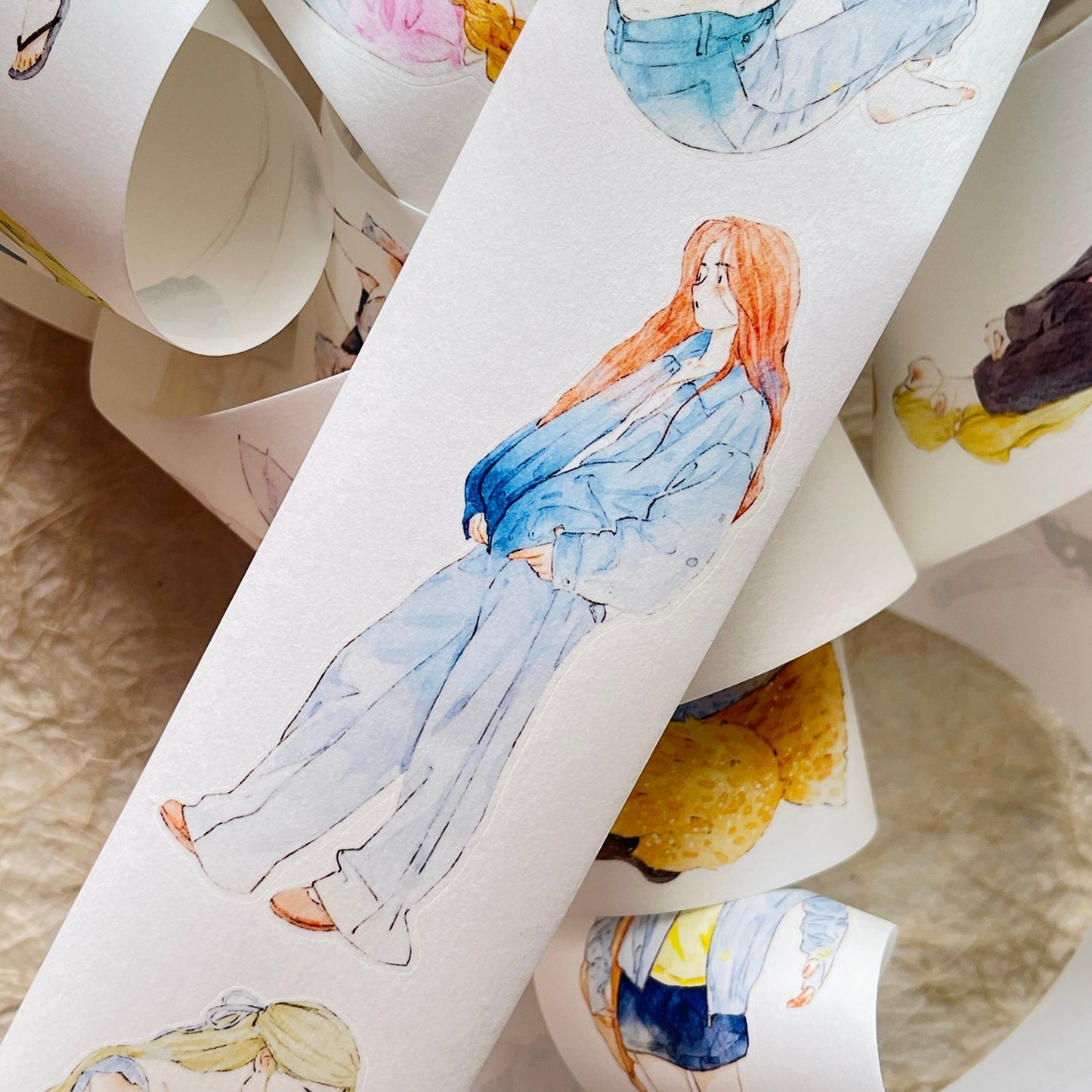 DingDing Vol13【49#Little Happiness】Original Design Kiss-Cut Washi PET Tape Stickers,for Scrapbook Supplies,Journaling,Junk Journal,Bullet Journal,Planner Stickers