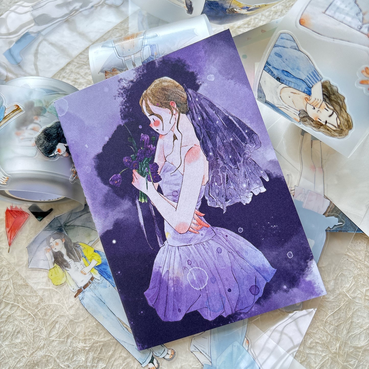 DingDing Vol9【8 Pcs 9*12.5cm Person Cover Travel Notebook】,Washi Sticker Book,Passport, Blank Inner Pages,for Junk Journal,Journaling,Scrapbooking