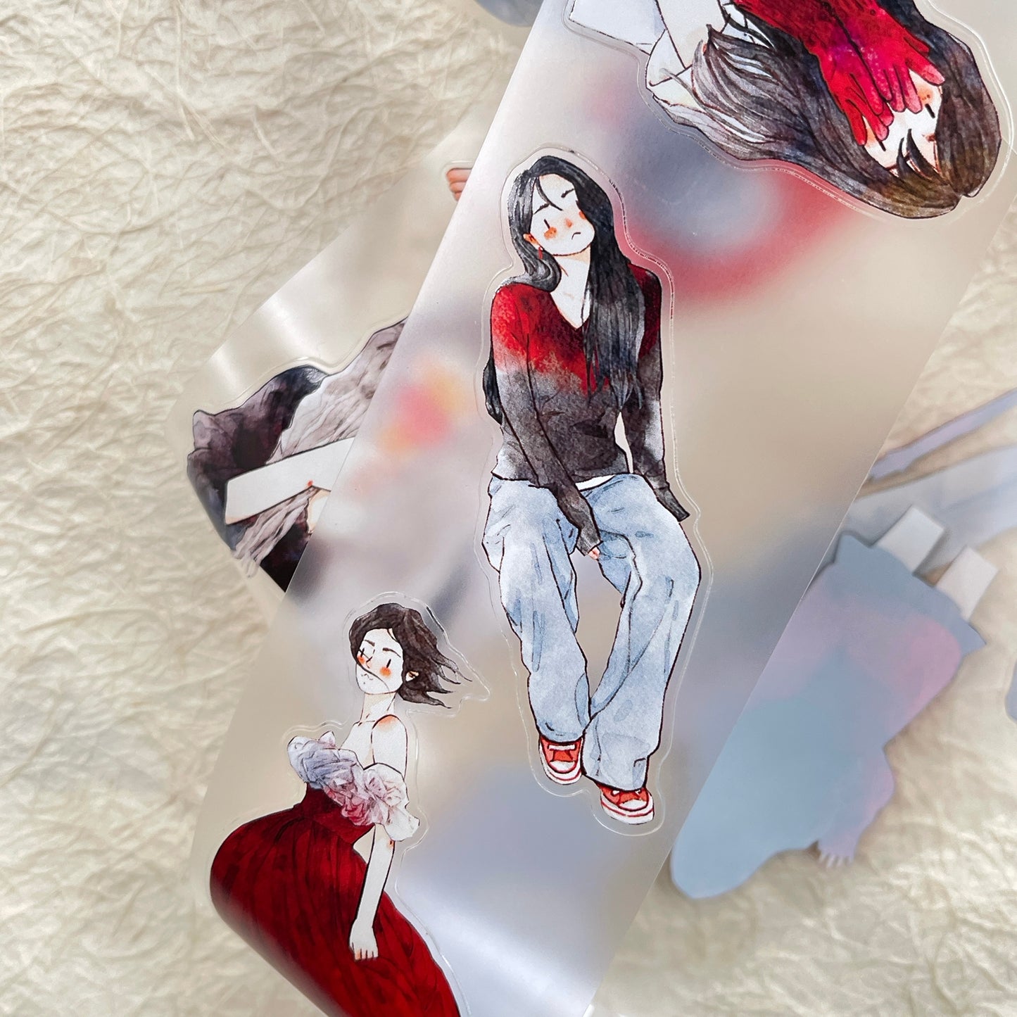 DingDing Vol12【42#A Little Red】Original Design Pre-Cut Washi/PET Tape Stickers,for Scrapbook Supplies,Journaling,Junk Journal,Bullet Journal,Planner Stickers