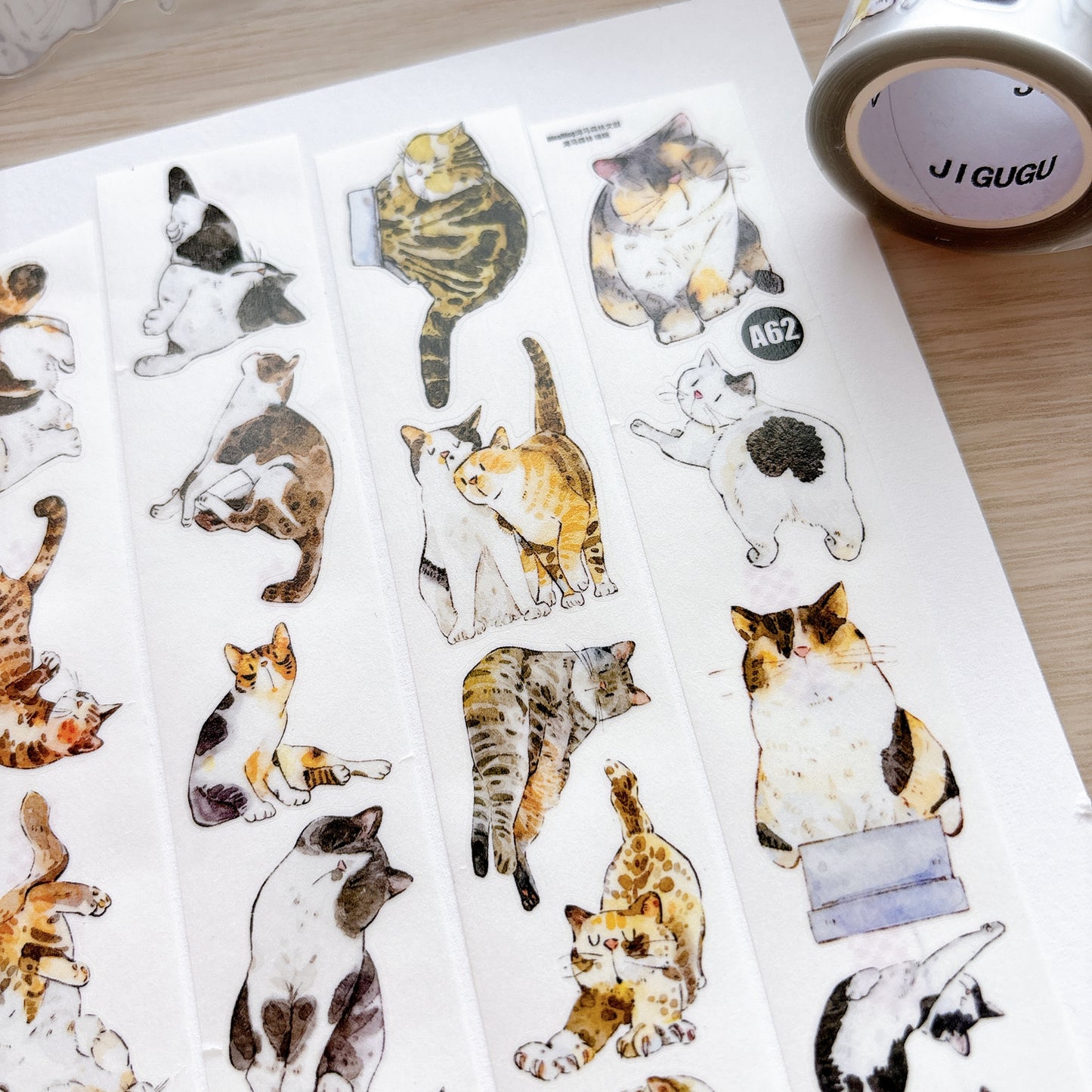 Seahorse Forest Vol11【A62#Mimi】Vintage Cat Original Design Pre-Cut Washi/PET Tape Stickers,for Scrapbook Supplies,Junk Journal Supplies