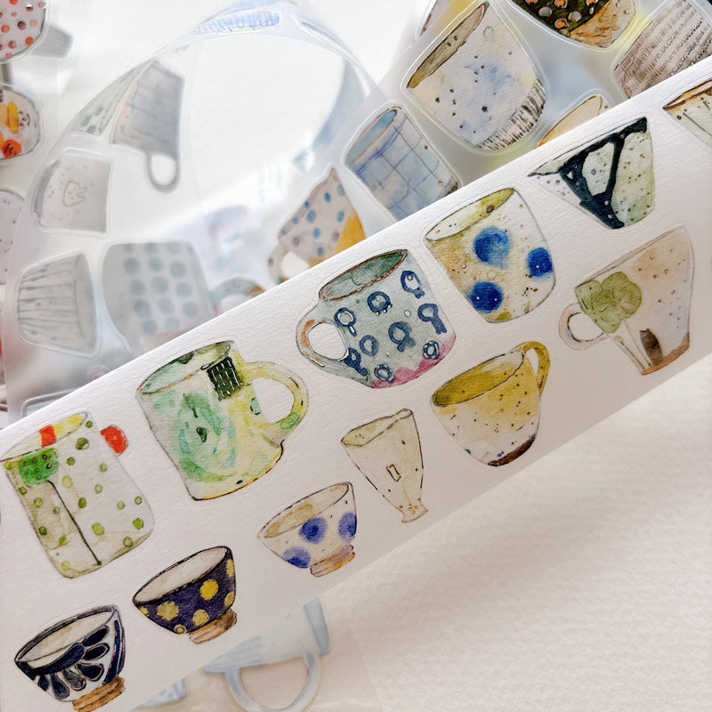 Seahorse Forest Vol.12【A67#Cup】Vintage Original Design Pre-Cut Silver Foil Washi/PET Tape Stickers,for Scrapbook Supplies,Junk Journal Supplies