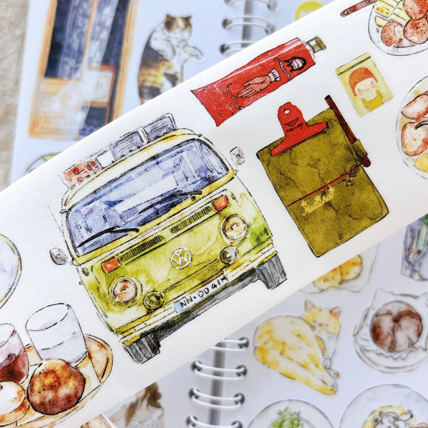 Seahorse Forest Vol11【A58#Leisure Time】Vintage Scene Original Design Pre-Cut Washi/PET Tape Stickers,for Scrapbook Supplies,Junk Journal Supplies
