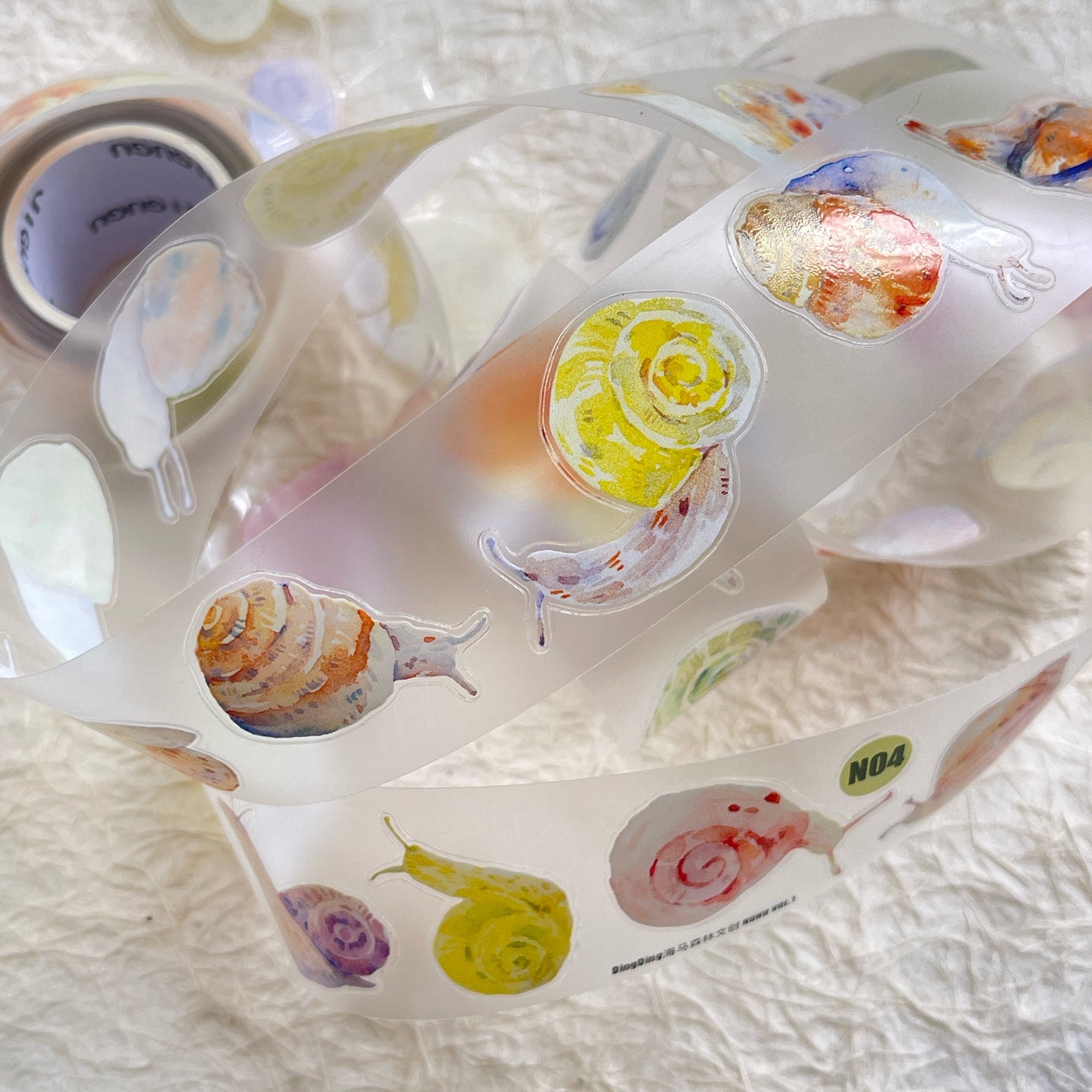 NuNu(DingDing) Vol1【N04 Snail】Salt Style Washi/PET Tape Stickers,for Scrapbook Supplies,Scrapbook Tape Stickers,Junk Journal Supplies