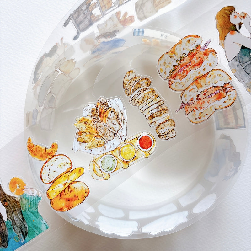 Seahorse Forest Vol.12【A69#Bread Woman】Vintage Delicious Sweets Bread Original Design Pre-Cut Washi/PET Tape Stickers,for Scrapbook Supplies,Junk Journal Supplies