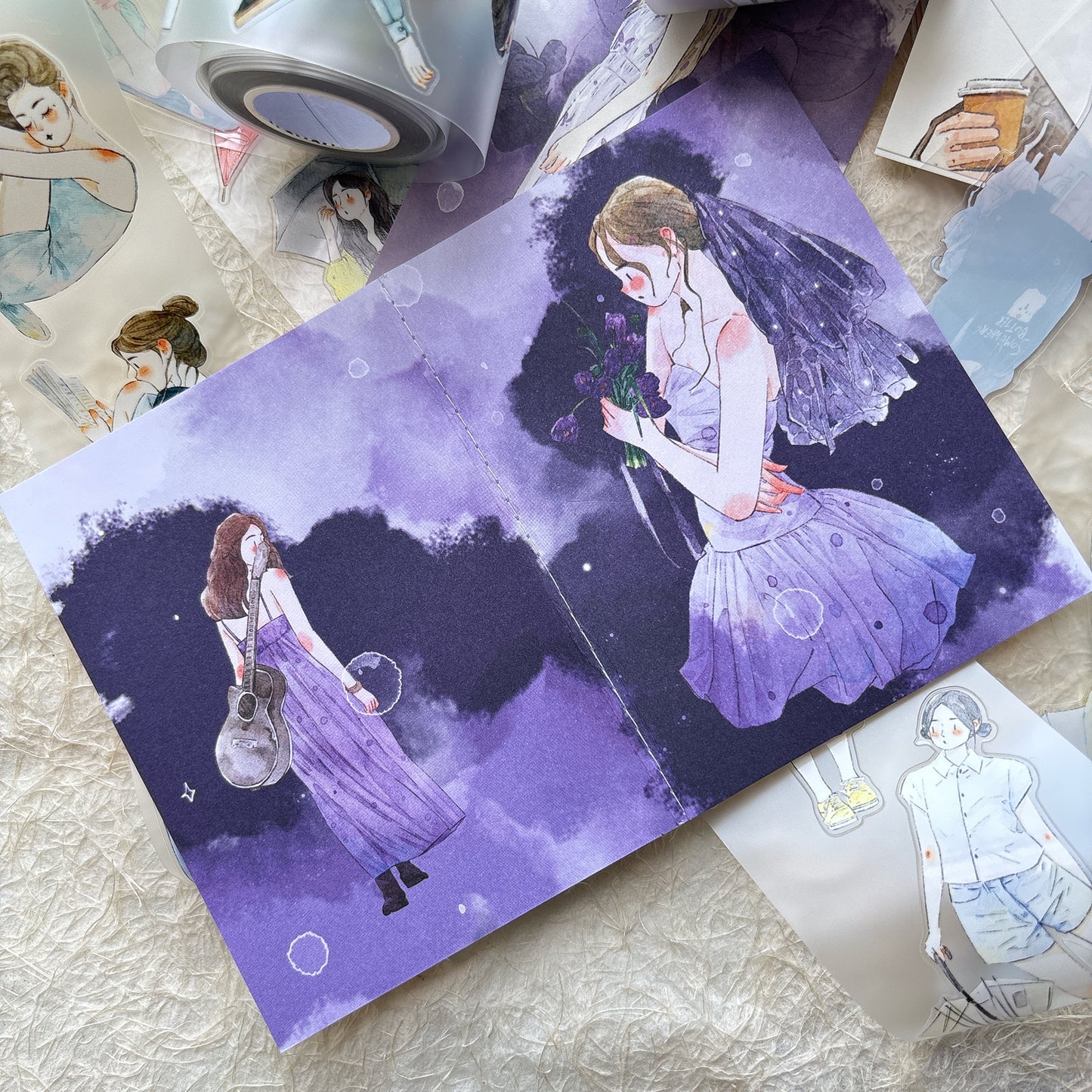 DingDing Vol9【8 Pcs 9*12.5cm Person Cover Travel Notebook】,Washi Sticker Book,Passport, Blank Inner Pages,for Junk Journal,Journaling,Scrapbooking