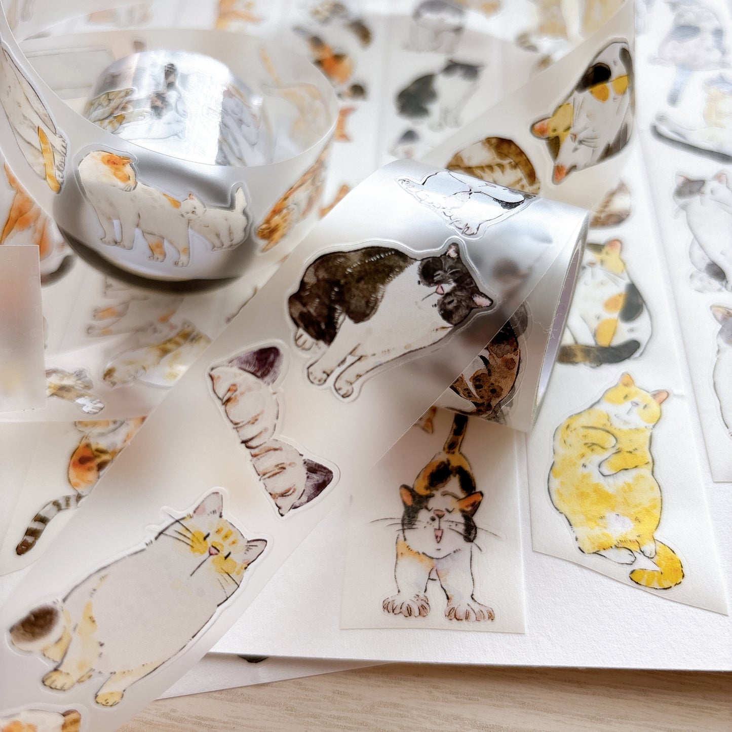 Seahorse Forest Vol11【A62#Mimi】Vintage Cat Original Design Pre-Cut Washi/PET Tape Stickers,for Scrapbook Supplies,Junk Journal Supplies
