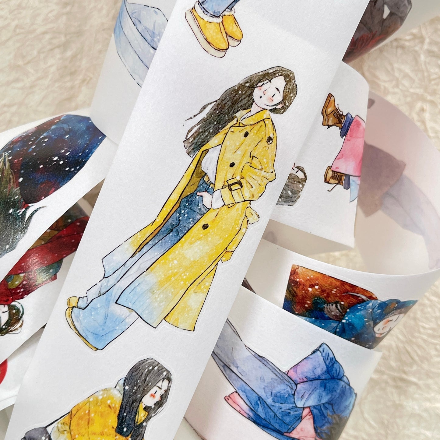 DingDing Vol12【43#Winter Day】Original Design Pre-Cut Washi/PET Tape Stickers,for Scrapbook Supplies,Journaling,Junk Journal,Bullet Journal,Planner Stickers