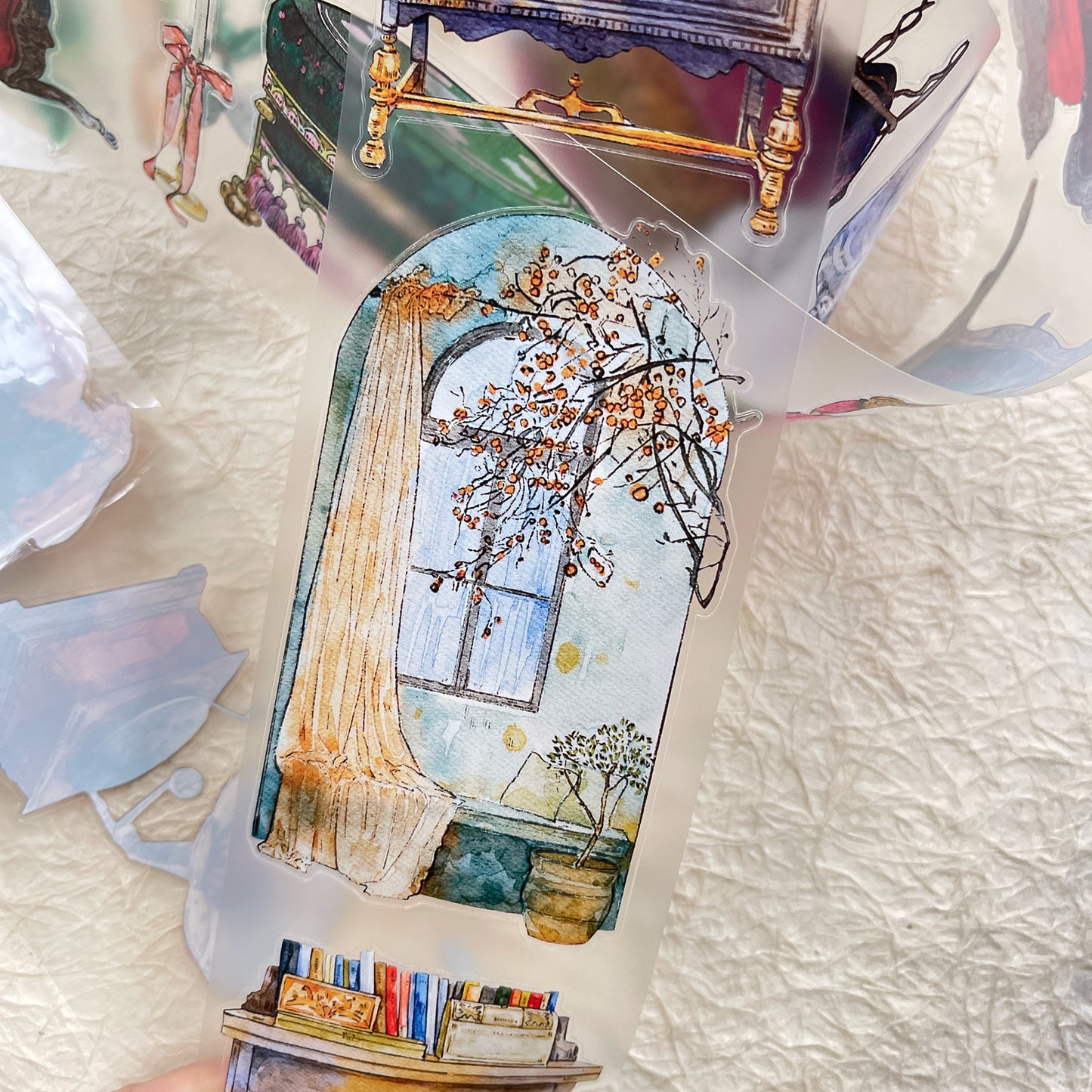 DingDing Vol12【45#Time Imprint】Original Design Pre-Cut Washi/PET Tape Stickers,for Scrapbook Supplies,Journaling,Junk Journal,Bullet Journal,Planner Stickers