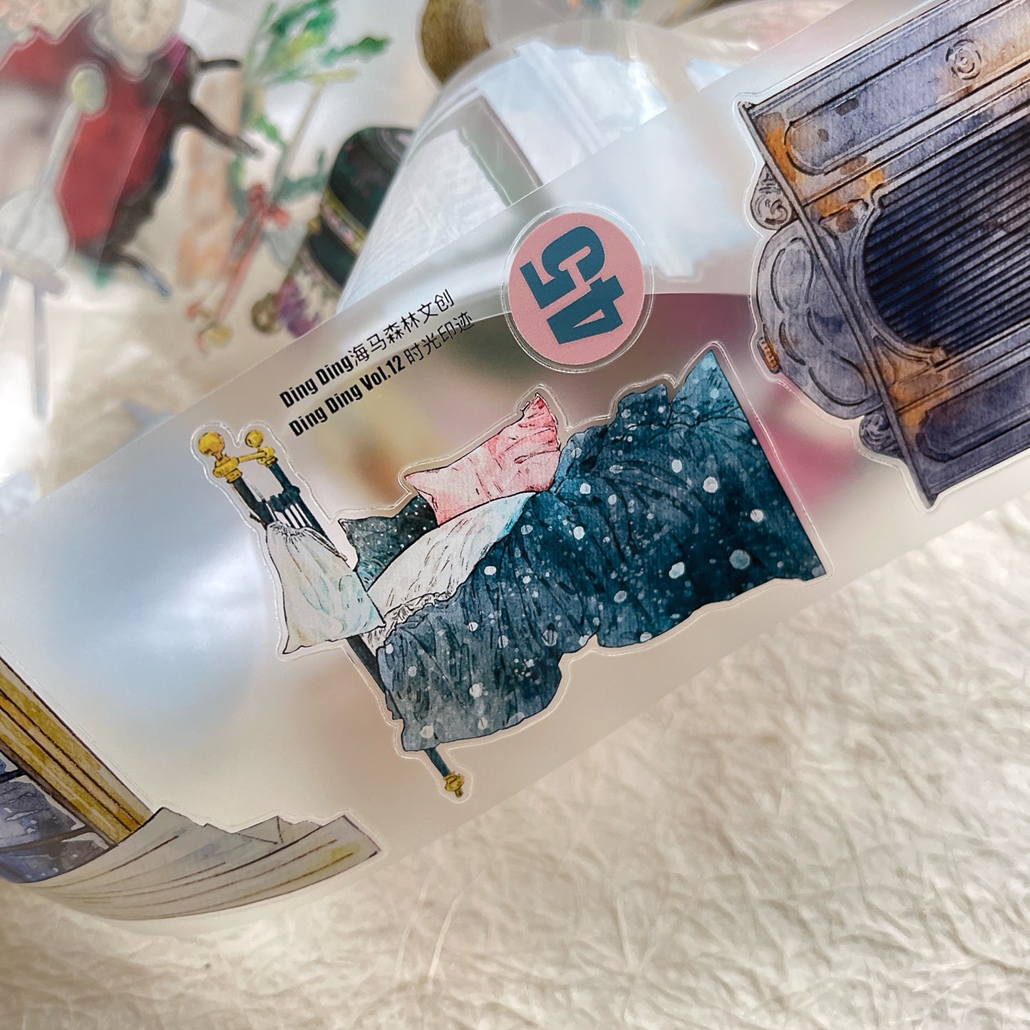 DingDing Vol12【45#Time Imprint】Original Design Pre-Cut Washi/PET Tape Stickers,for Scrapbook Supplies,Journaling,Junk Journal,Bullet Journal,Planner Stickers