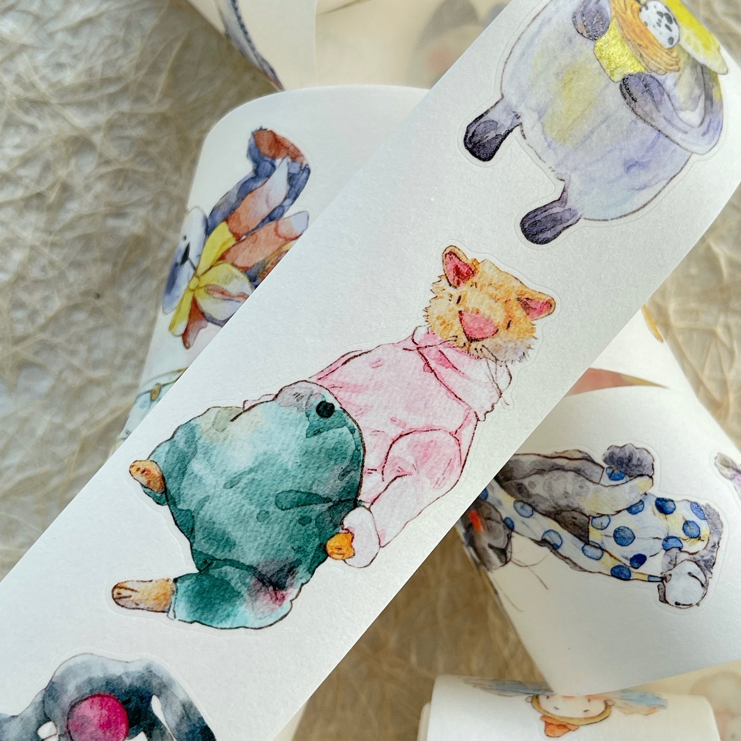 DingDing Vol13【46#Ragdoll】Kiss-cut Washi Pet Tape,Original Vintage Design for Scrapbooks Supplies,Junk Journal,Planner Stickers