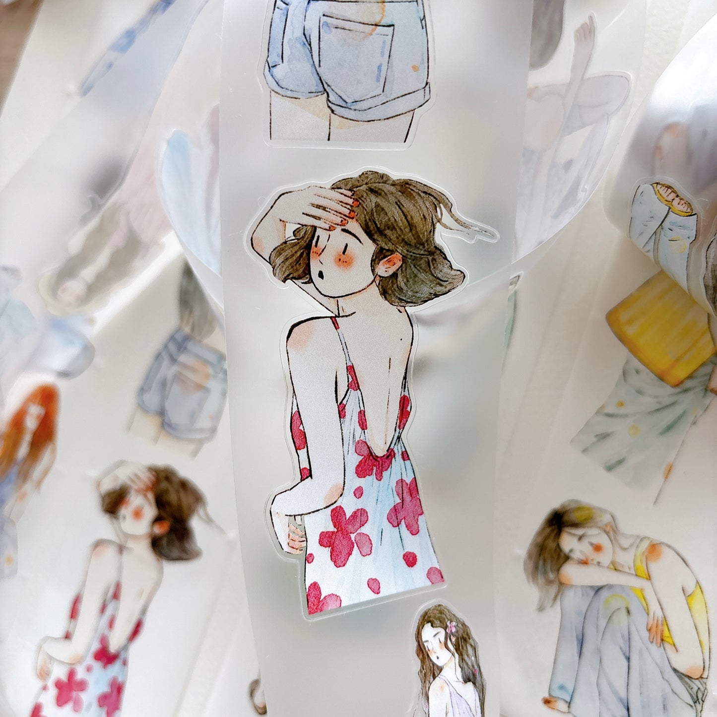 Seahorse Forest Vol11【A61#A Touch of Coolness】Vintage Scene Original Design Pre-Cut Washi/PET Tape Stickers,for Scrapbook Supplies,Junk Journal Supplies