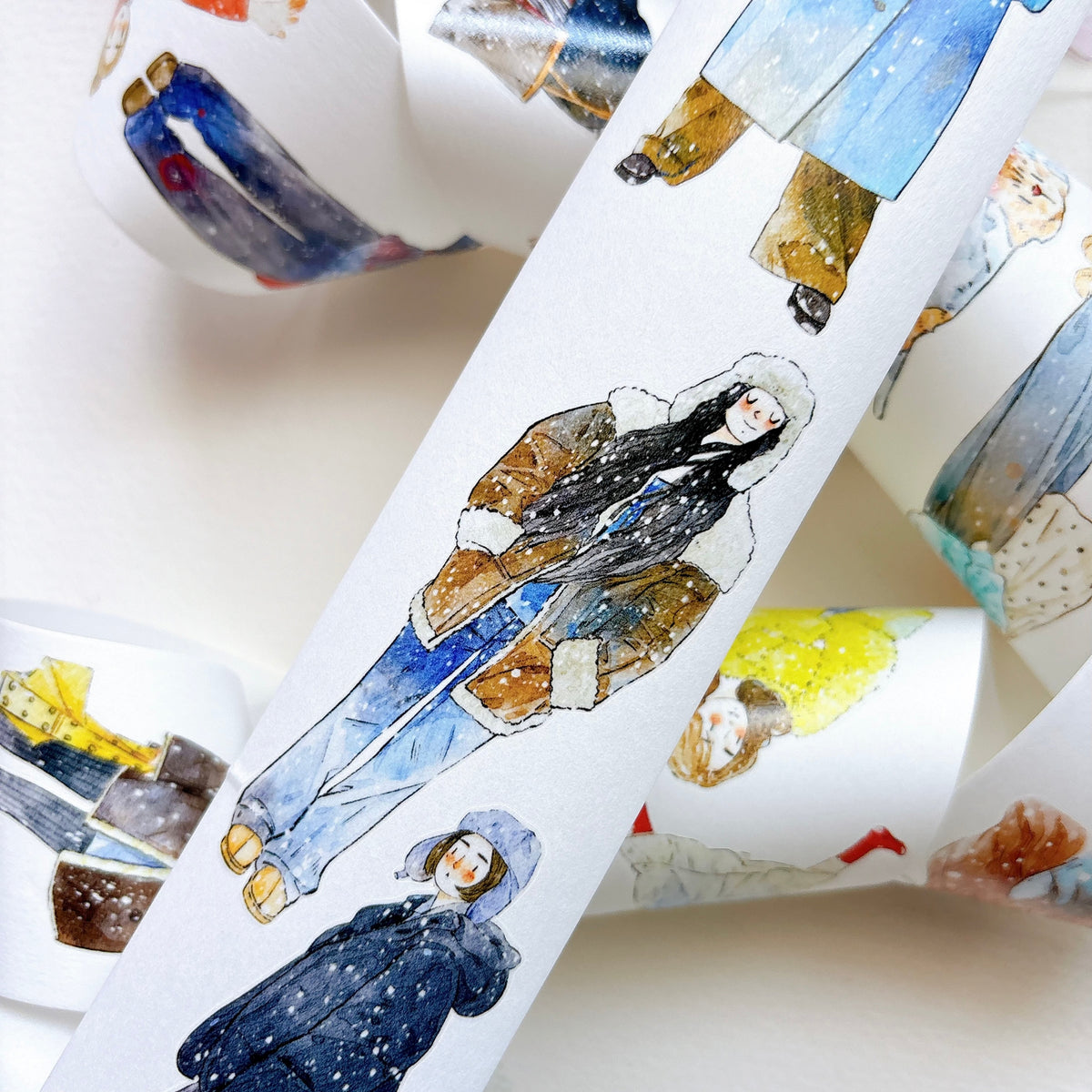 DingDing Vol.17【64#It’s Snowing】Pre-Cut Original Design Vintage Character Washi/PET Tape Stickers, for Scrapbook Supplies,Scrapbook Tape Stickers,Junk Journal Supplies, Journaling Stickers,Bullet Journals