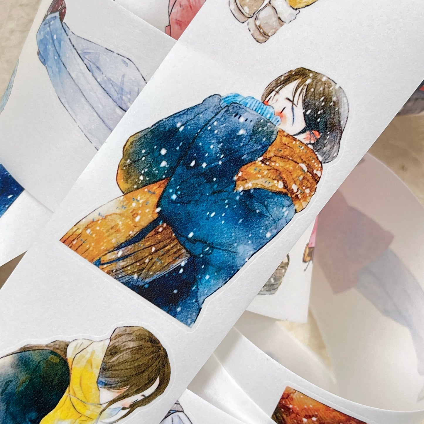 DingDing Vol12【43#Winter Day】Original Design Pre-Cut Washi/PET Tape Stickers,for Scrapbook Supplies,Journaling,Junk Journal,Bullet Journal,Planner Stickers