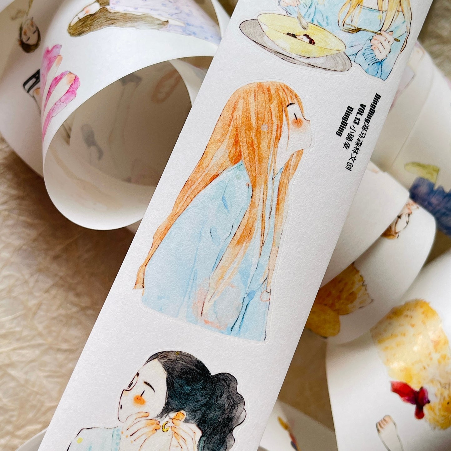 DingDing Vol13【49#Little Happiness】Original Design Kiss-Cut Washi PET Tape Stickers,for Scrapbook Supplies,Journaling,Junk Journal,Bullet Journal,Planner Stickers