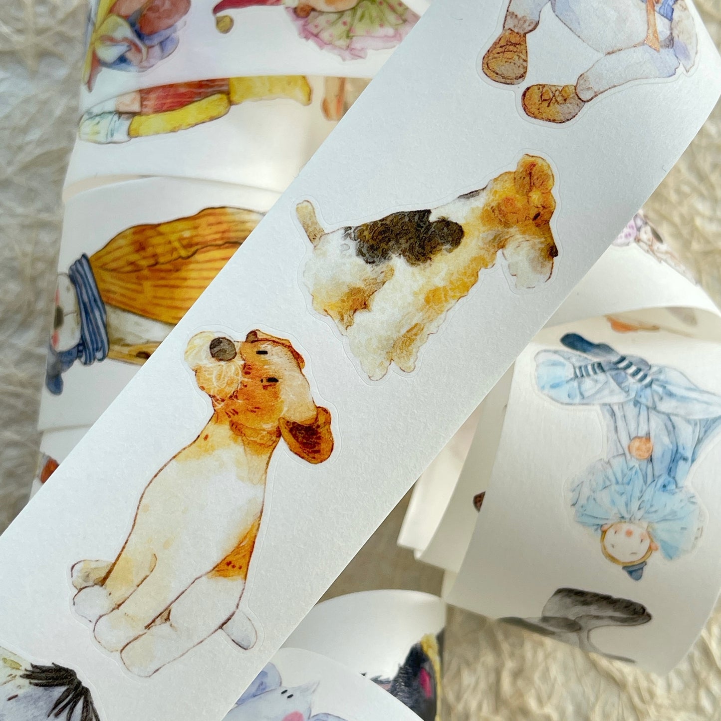 DingDing Vol13【46#Ragdoll】Kiss-cut Washi Pet Tape,Original Vintage Design for Scrapbooks Supplies,Junk Journal,Planner Stickers