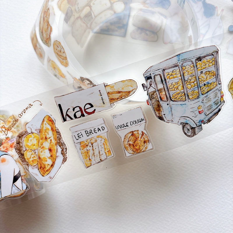 Seahorse Forest Vol.12【A69#Bread Woman】Vintage Delicious Sweets Bread Original Design Pre-Cut Washi/PET Tape Stickers,for Scrapbook Supplies,Junk Journal Supplies