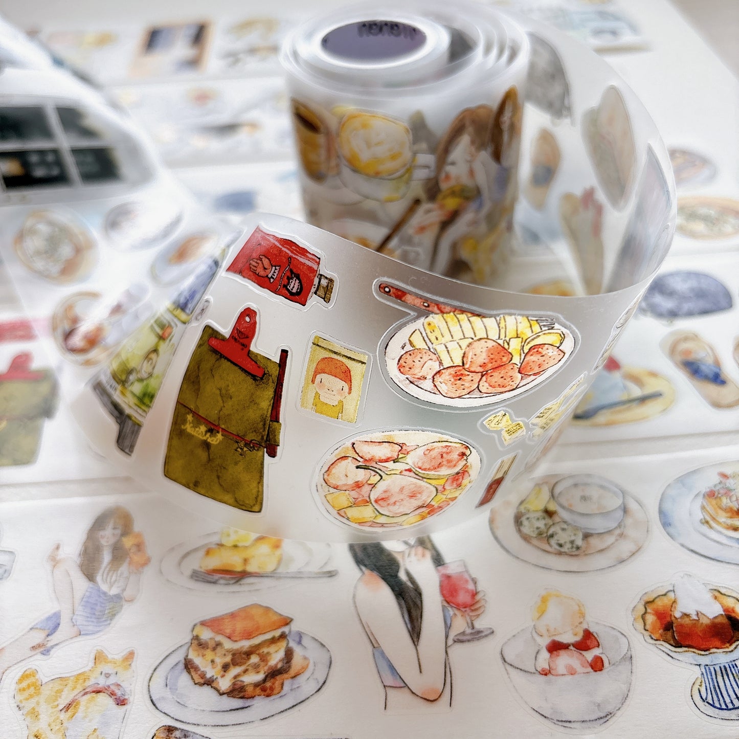 Seahorse Forest Vol11【A58#Leisure Time】Vintage Scene Original Design Pre-Cut Washi/PET Tape Stickers,for Scrapbook Supplies,Junk Journal Supplies